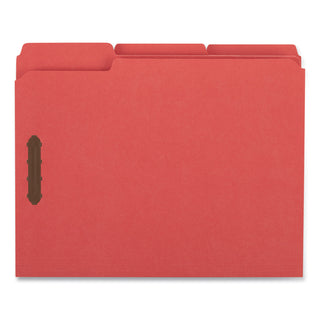Deluxe Reinforced Top Tab Fastener Folders, 0.75" Expansion, 2 Fasteners, Letter Size, Red Exterior, 50/Box - 
