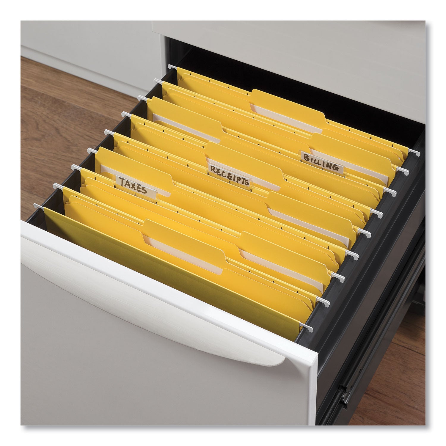 Deluxe Reinforced Top Tab Fastener Folders, 0.75" Expansion, 2 Fasteners, Letter Size, Yellow Exterior, 50/Box - 