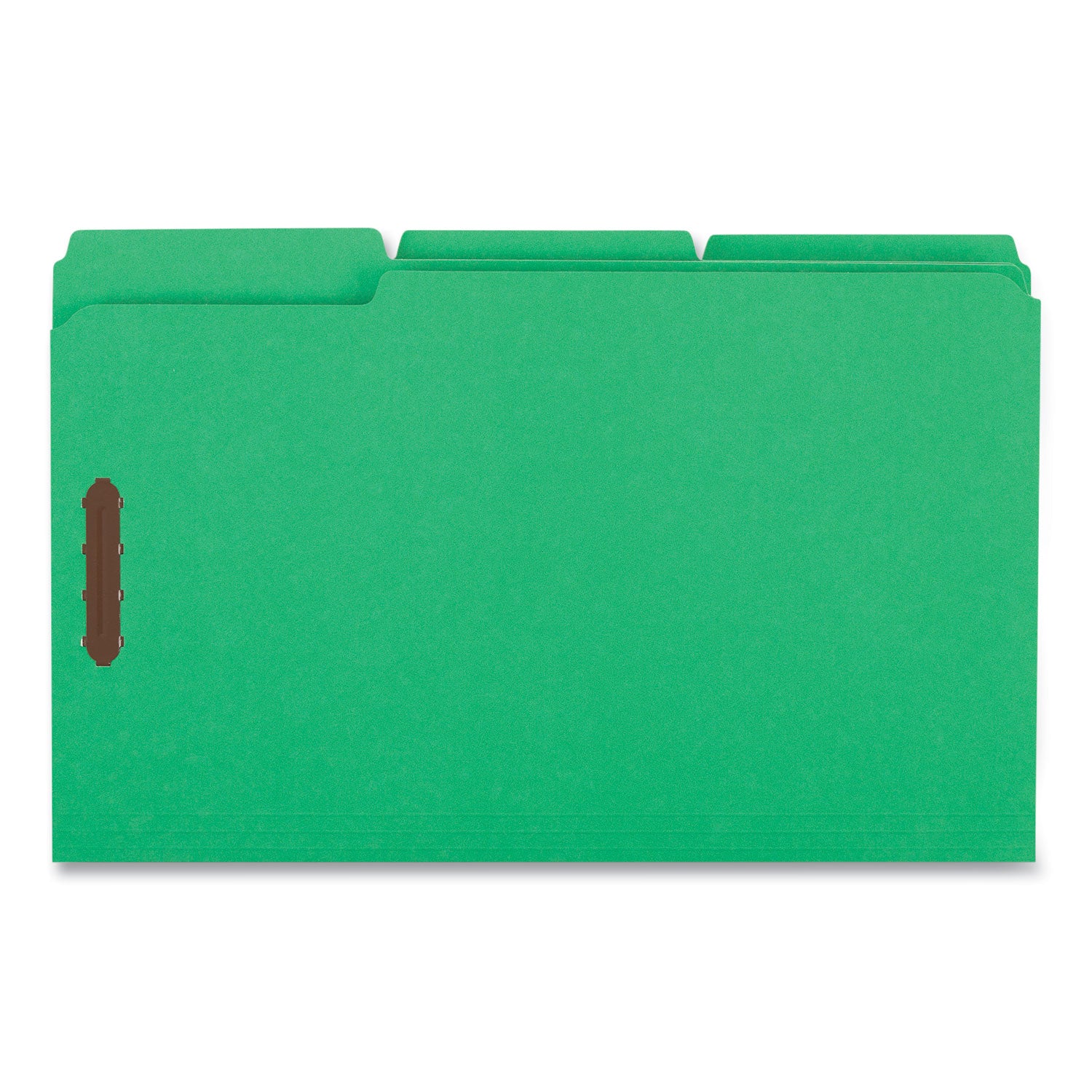 Deluxe Reinforced Top Tab Fastener Folders, 0.75" Expansion, 2 Fasteners, Legal Size, Green Exterior, 50/Box - 