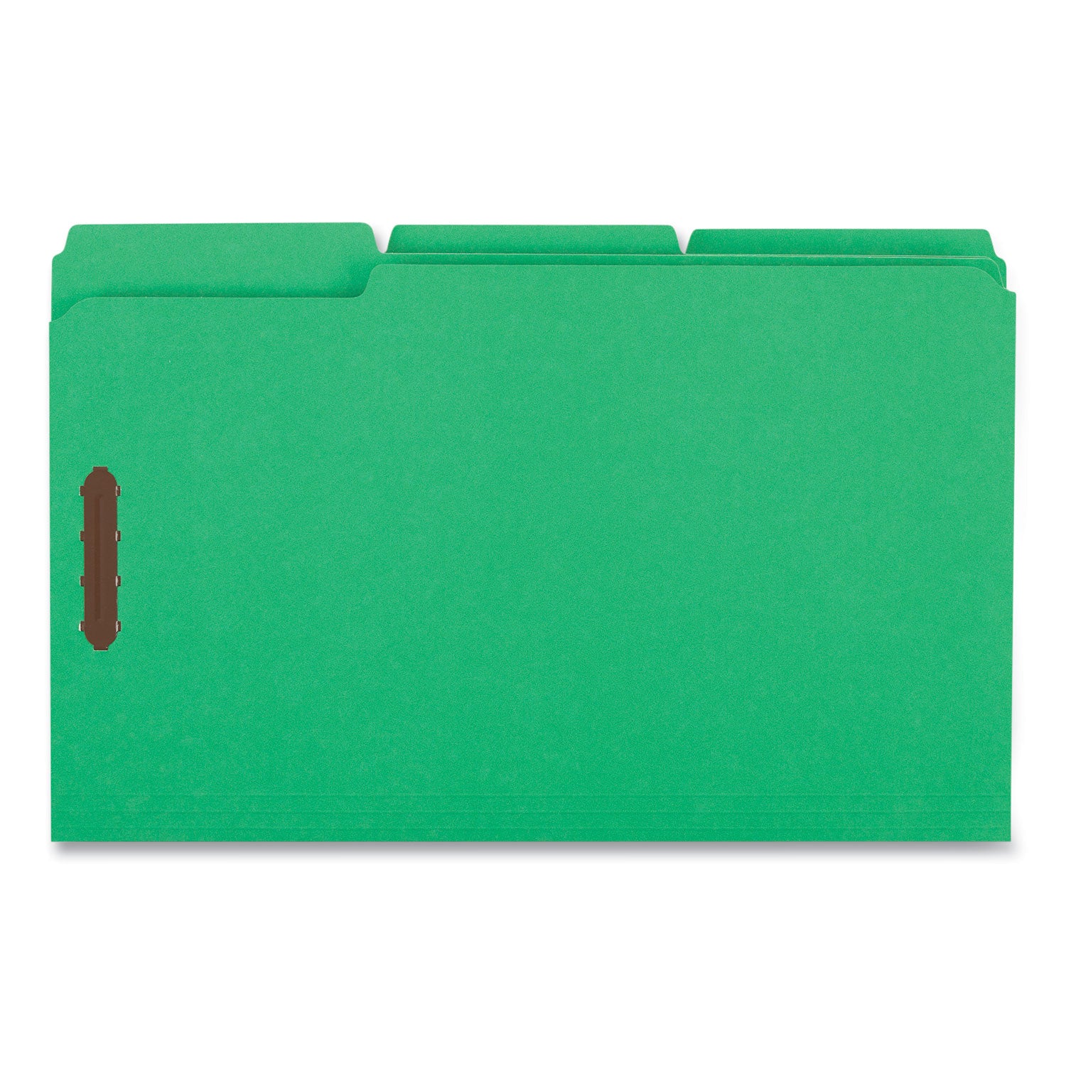 Deluxe Reinforced Top Tab Fastener Folders, 0.75" Expansion, 2 Fasteners, Legal Size, Green Exterior, 50/Box - 