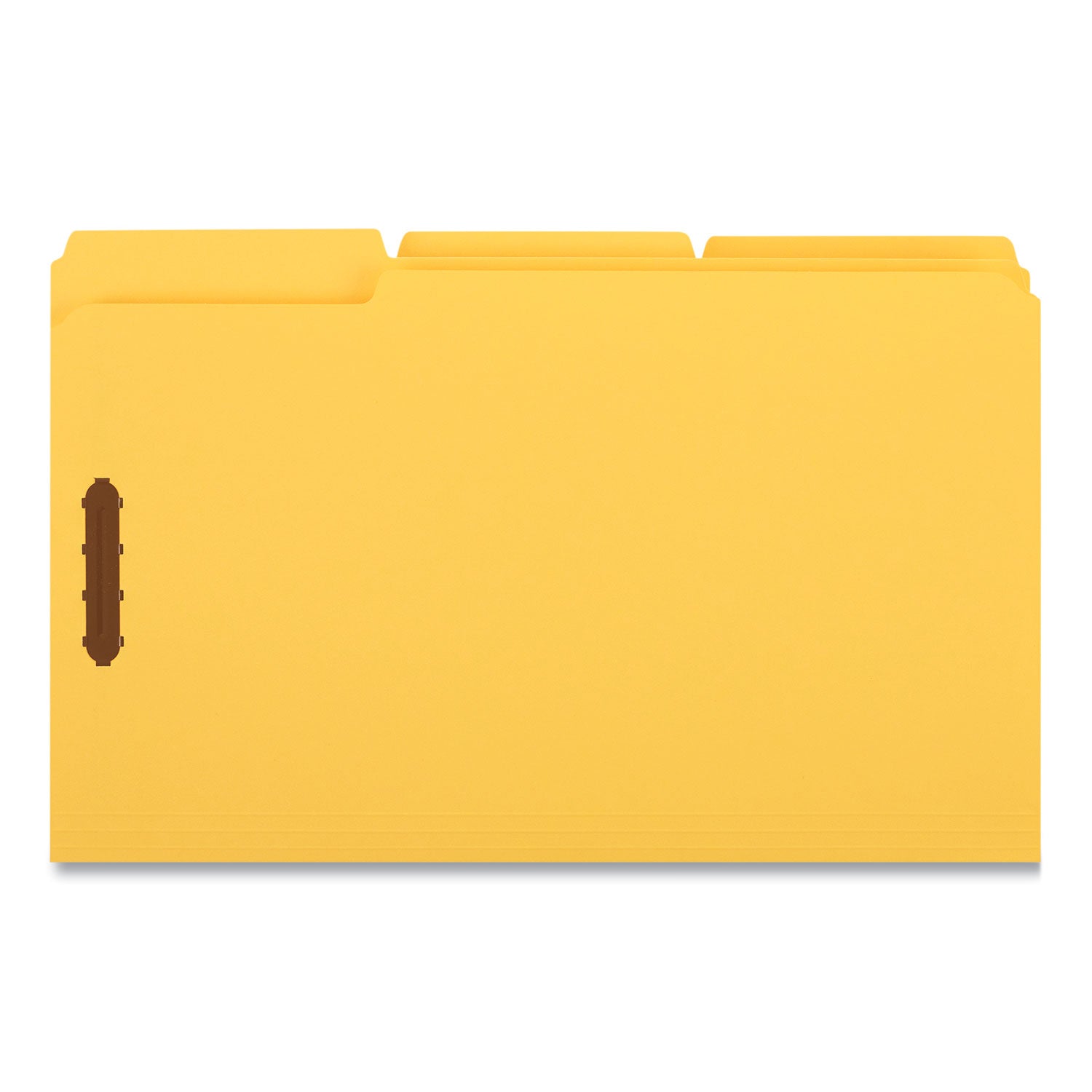 Deluxe Reinforced Top Tab Fastener Folders, 0.75" Expansion, 2 Fasteners, Legal Size, Yellow Exterior, 50/Box - 