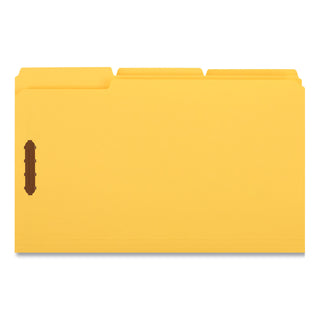 Deluxe Reinforced Top Tab Fastener Folders, 0.75" Expansion, 2 Fasteners, Legal Size, Yellow Exterior, 50/Box - 