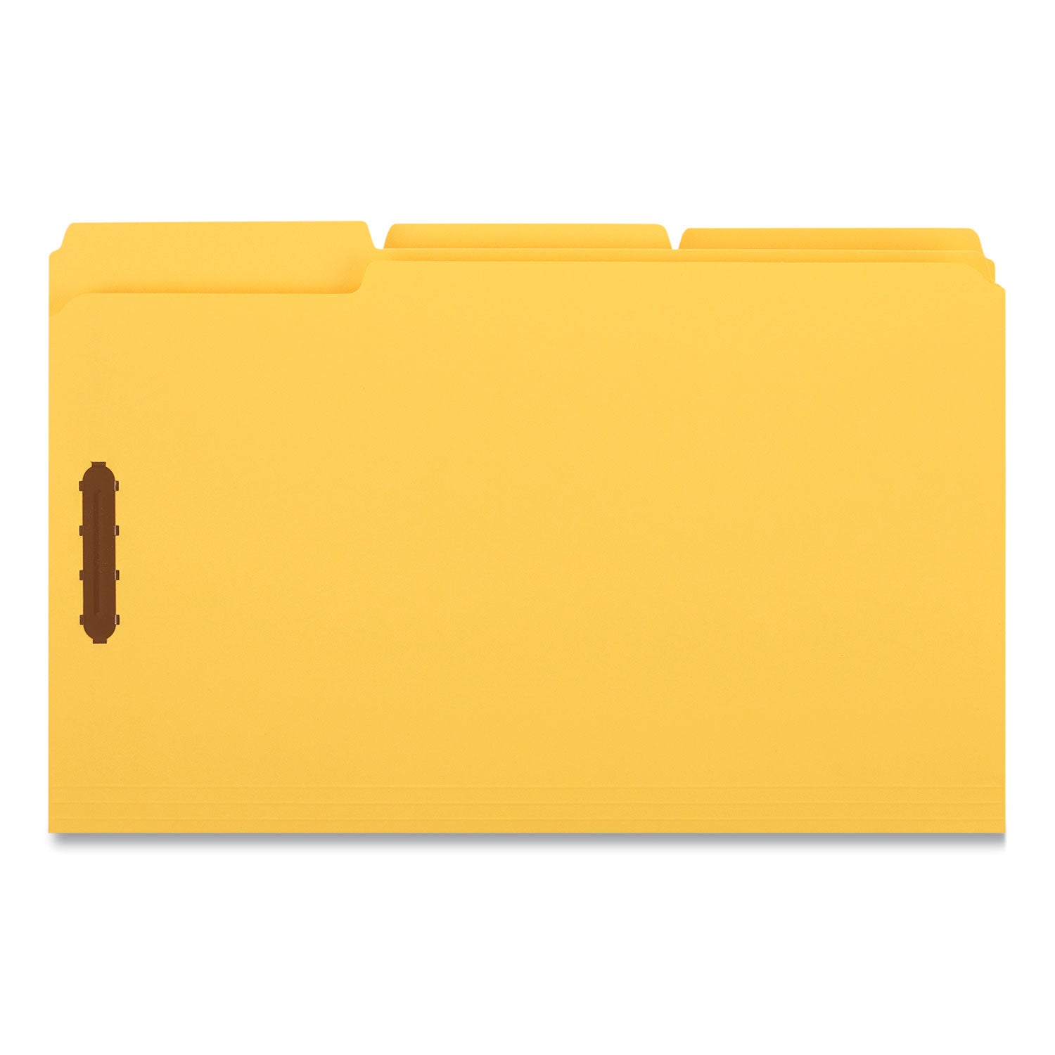 Deluxe Reinforced Top Tab Fastener Folders, 0.75" Expansion, 2 Fasteners, Legal Size, Yellow Exterior, 50/Box - 