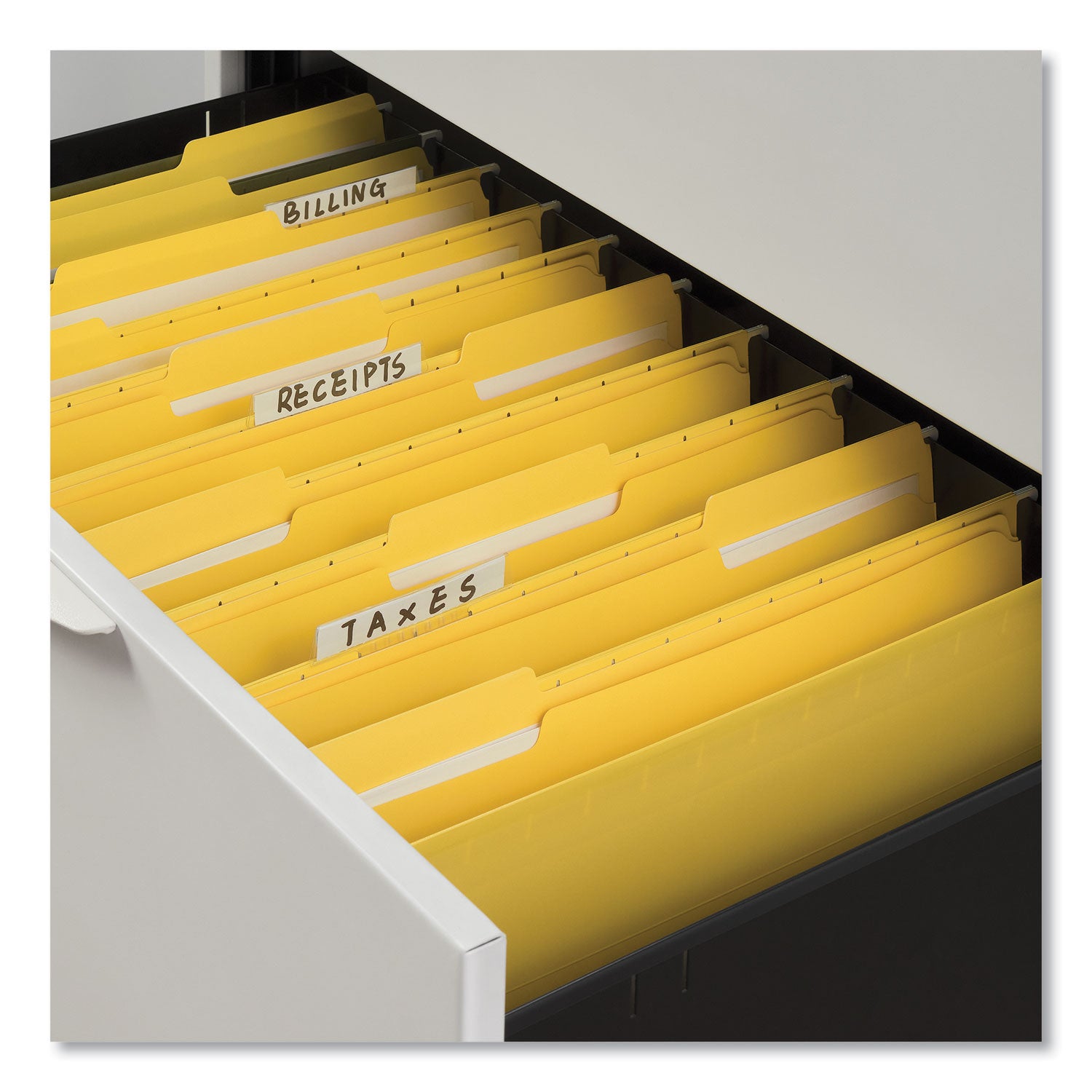 Deluxe Reinforced Top Tab Fastener Folders, 0.75" Expansion, 2 Fasteners, Legal Size, Yellow Exterior, 50/Box - 