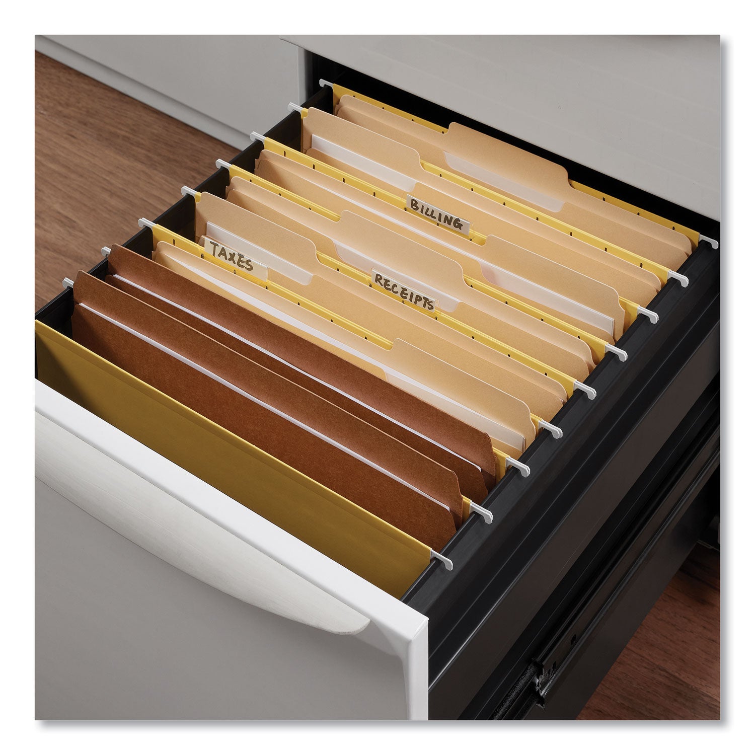 Reinforced Kraft Top Tab File Folders, Straight Tabs, Letter Size, 0.75" Expansion, Brown, 100/Box - 