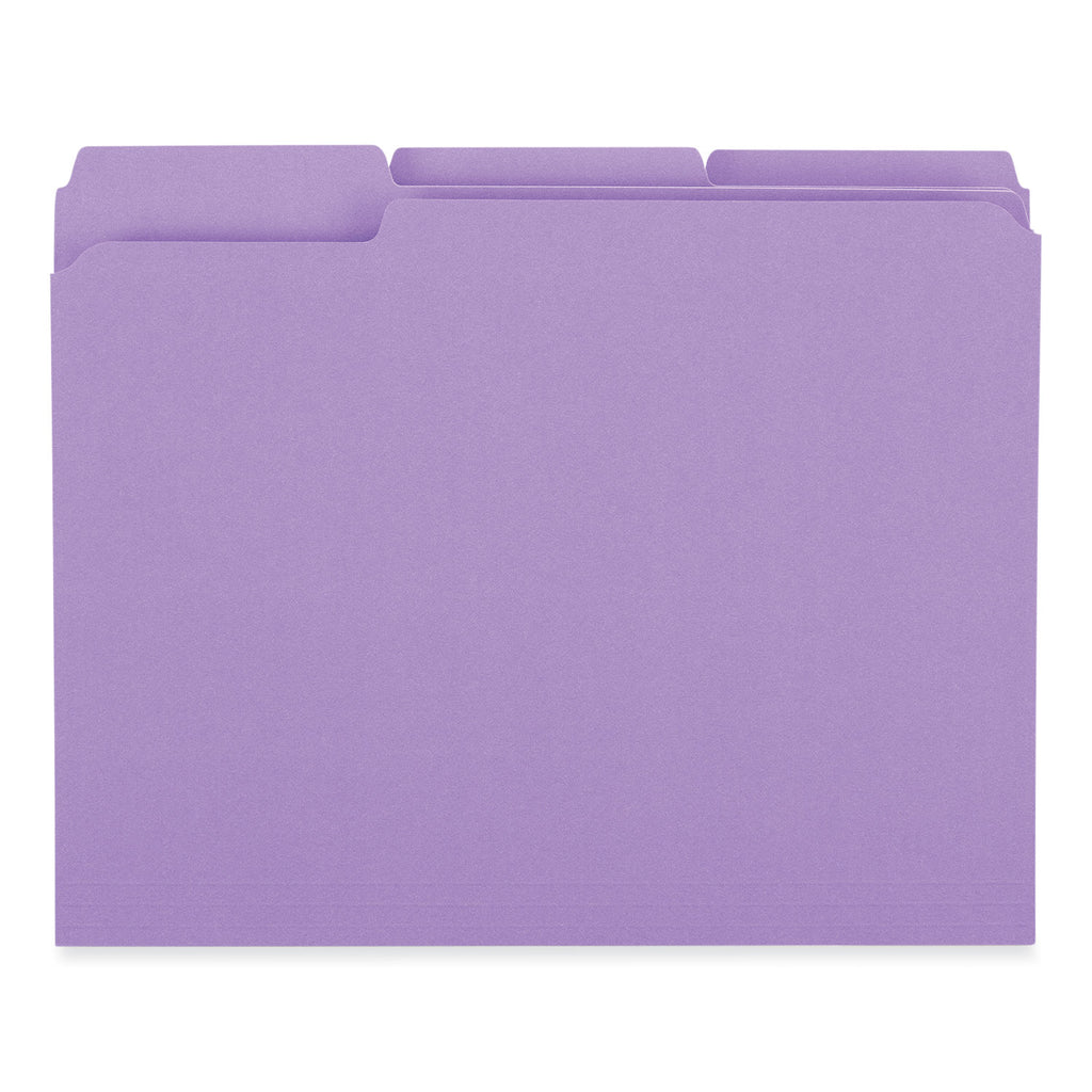 Reinforced Top-Tab File Folders, 1/3-Cut Tabs: Assorted, Letter Size, 1" Expansion, Violet, 100/Box