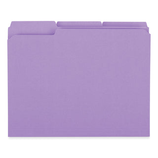 Reinforced Top-Tab File Folders, 1/3-Cut Tabs: Assorted, Letter Size, 1" Expansion, Violet, 100/Box