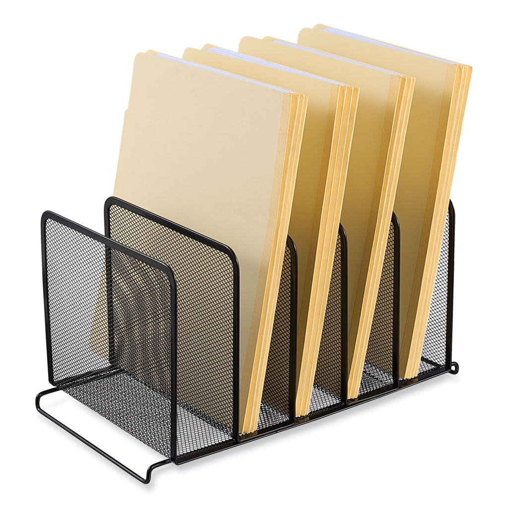 Deluxe Mesh Stacking Sorter, 5 Sections, Letter to Legal Size Files, 14.63" x 8.13" x 7.5", Black