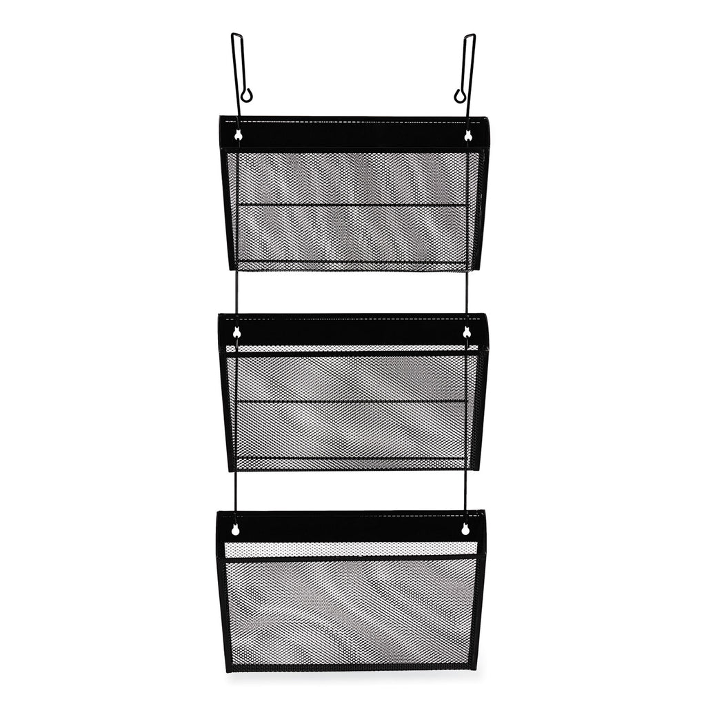 Mesh Three-Pack Wall Files, 3 Sections, Letter Size, 14.13" x 3.38" x 8.5", Black - 