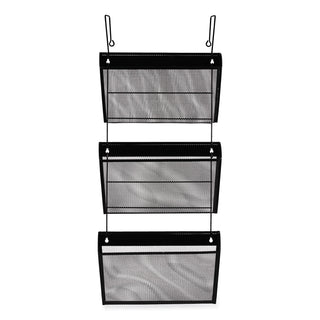 Mesh Three-Pack Wall Files, 3 Sections, Letter Size, 14.13" x 3.38" x 8.5", Black - 