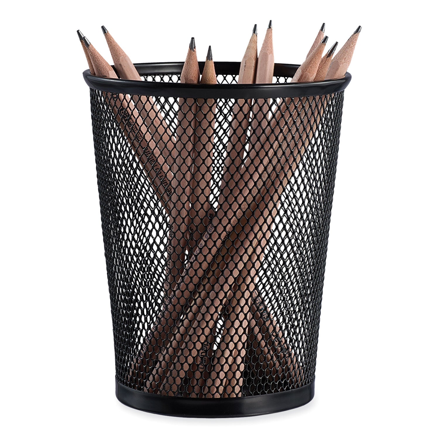 Jumbo Steel Mesh Pencil Cup, 4.38" Diameter x 5.38"h, Black - 