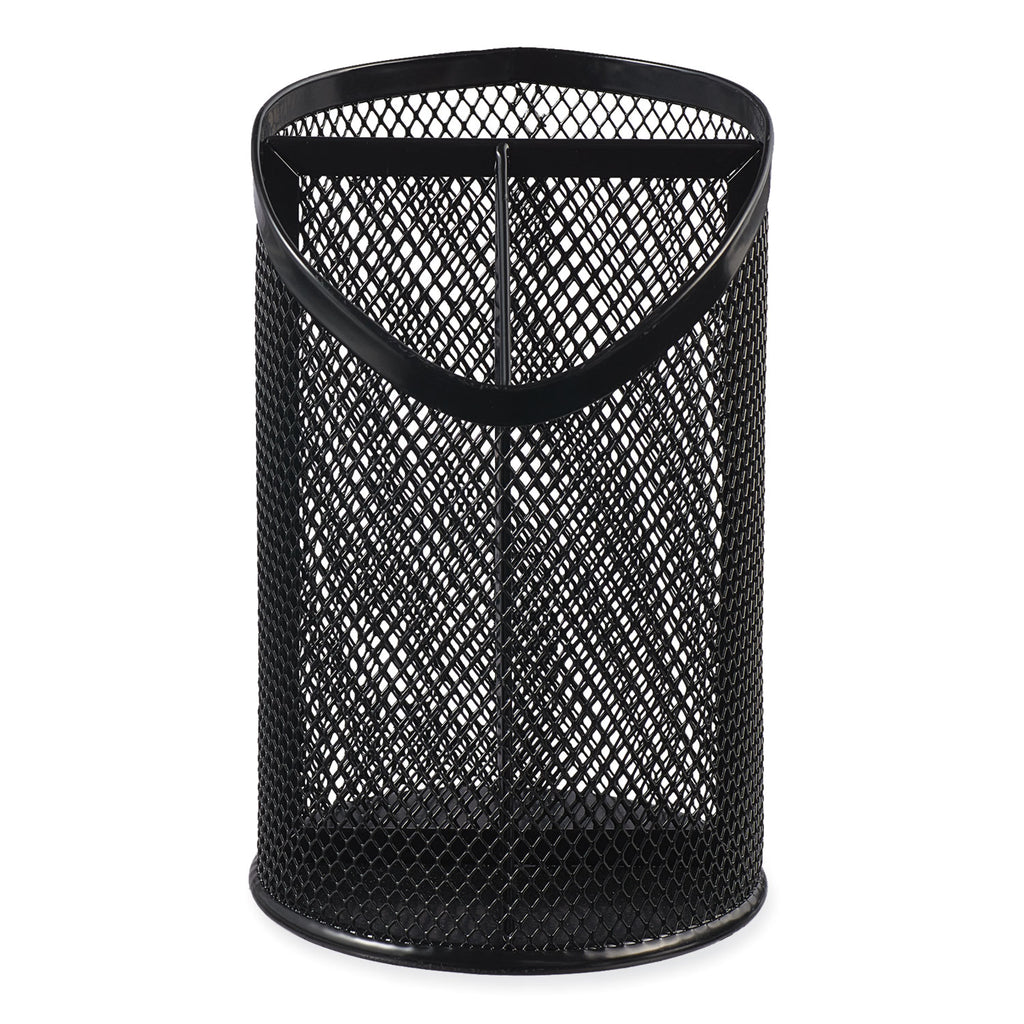 metal-mesh-3-compartment-pencil-cup-413-diameter-x-6h-black_unv20019 - 1