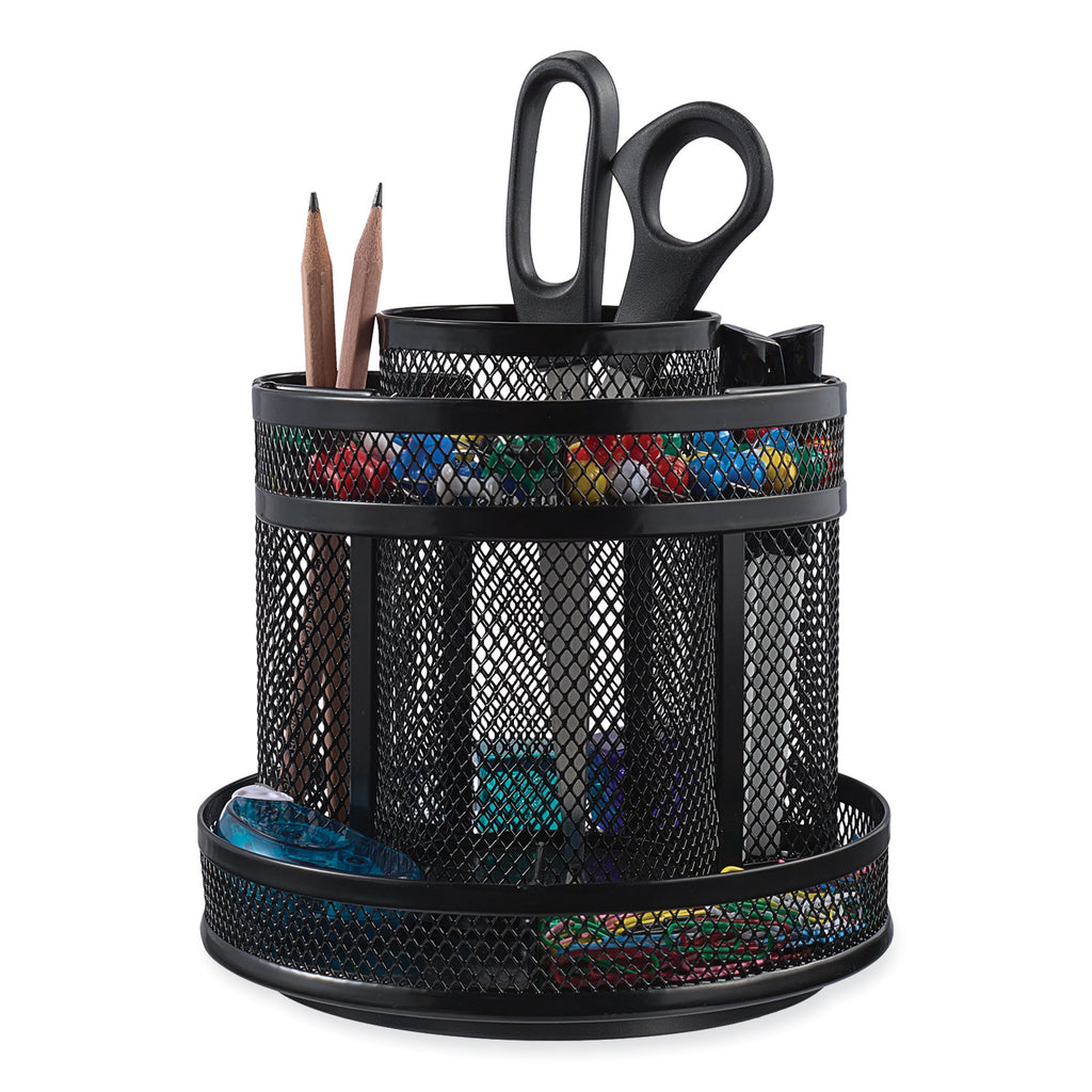 metal-mesh-rotating-desktop-organizer-8-compartments-metal-mesh-65-diameter-x-613h-black_unv20022 - 2
