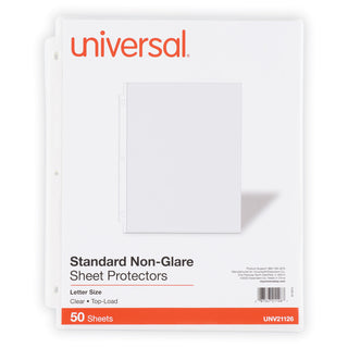 Top-Load Poly Sheet Protectors, Std Gauge, Nonglare, Clear, 50/Pack - 