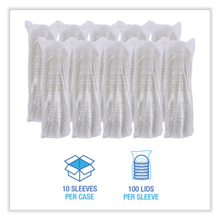 PET Cold Cup Dome Lids, Fits 12 oz Squat and 14 to 24 oz Plastic Cups, Clear, 100 Lids/Sleeve, 10 Sleeves/Carton