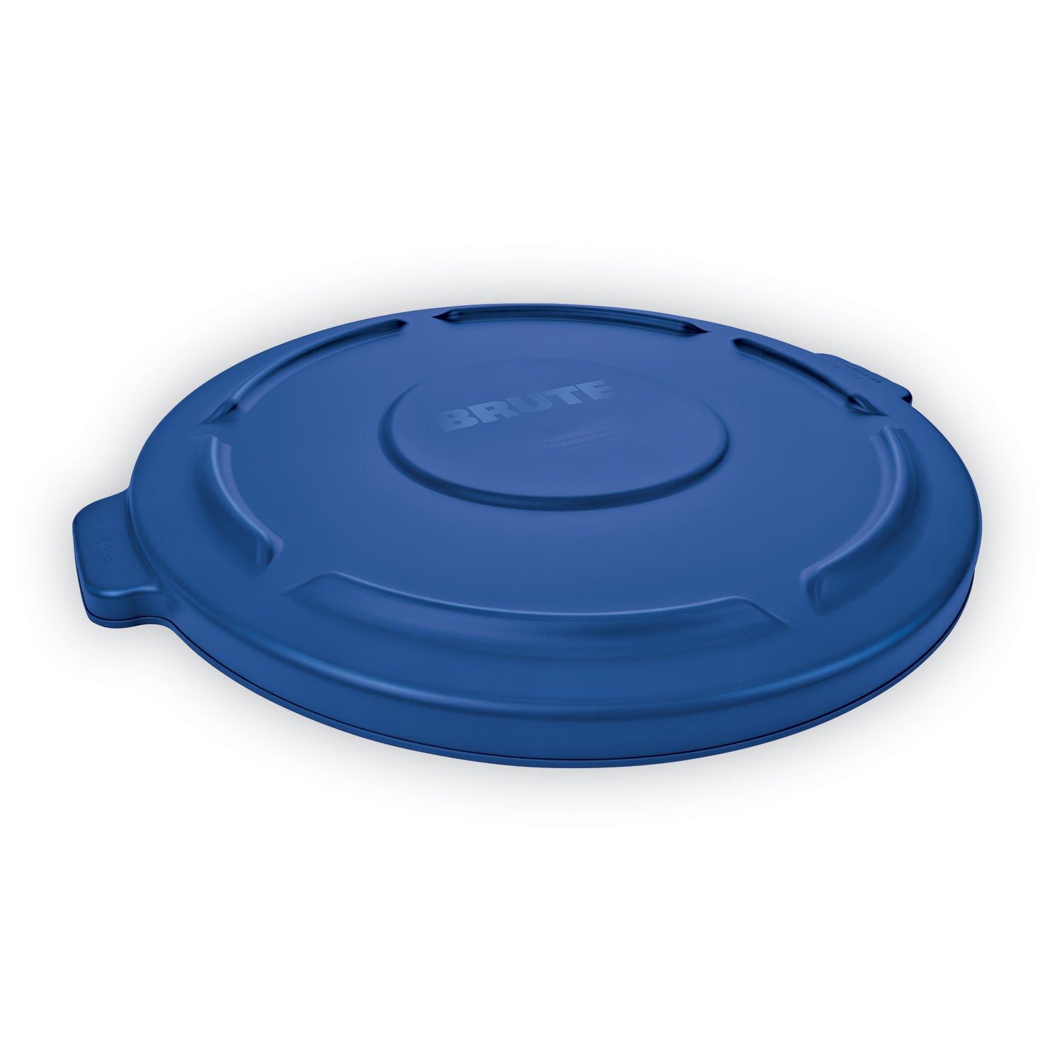 BRUTE Self-Draining Flat Top Lids for 32 gal Round BRUTE Containers, 22.25" Diameter, Blue - 