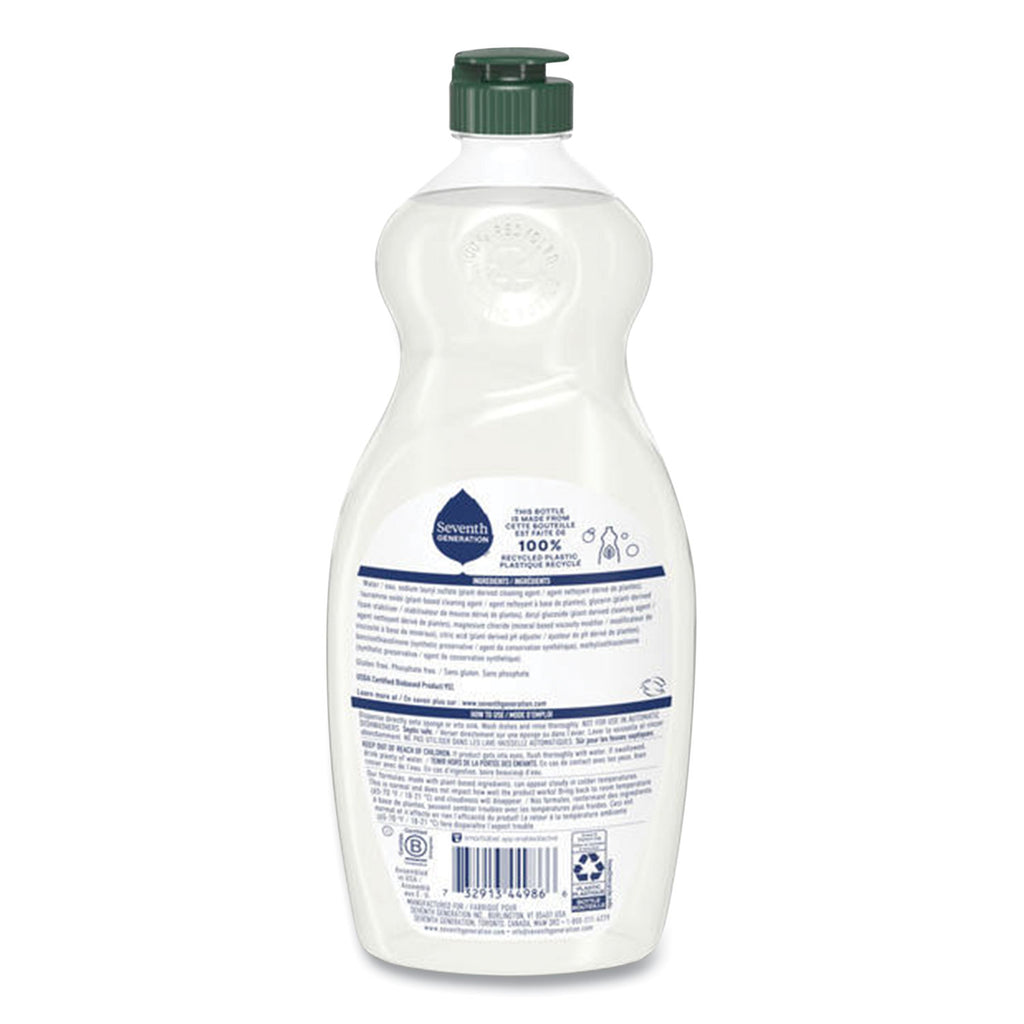 Natural Dishwashing Liquid, Free and Clear, 19 oz Bottle, 6/Carton
