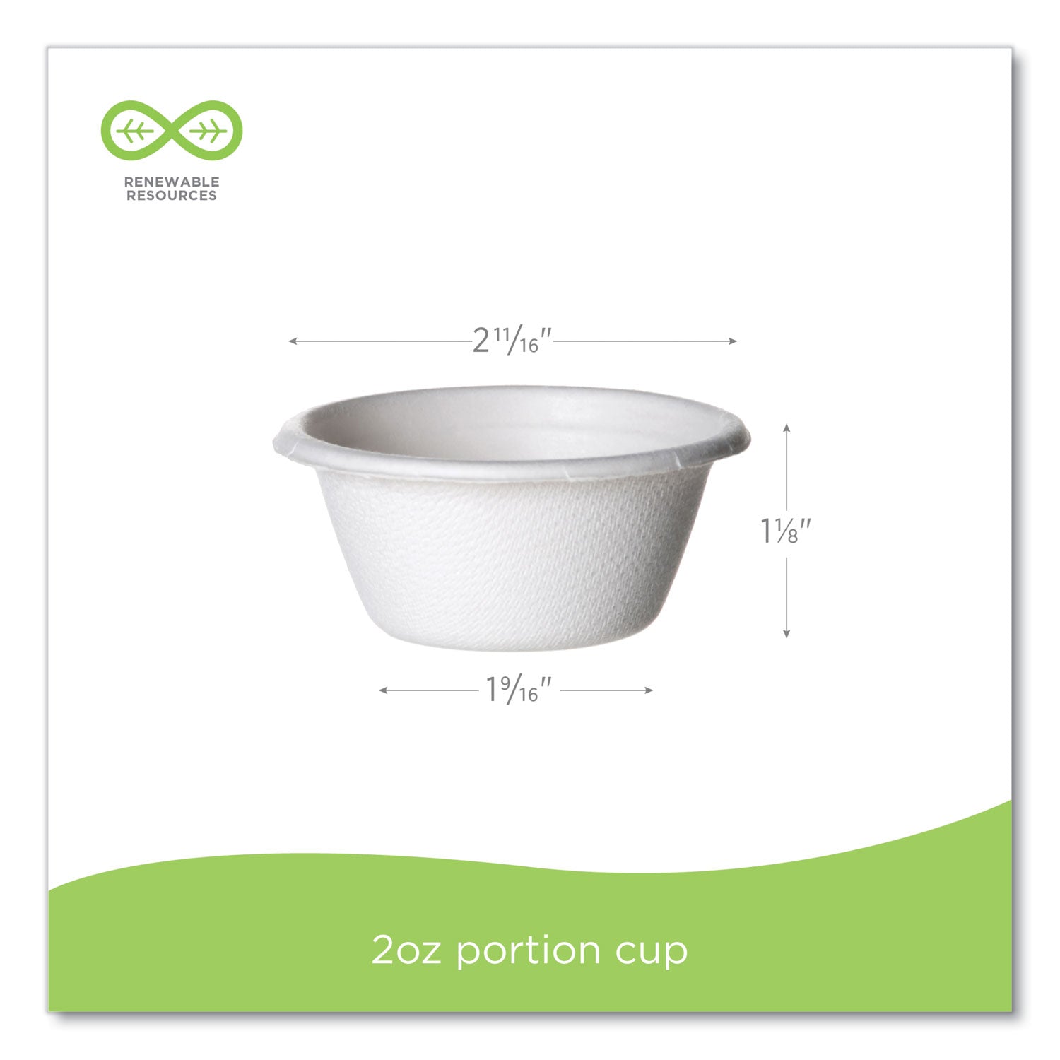 2 Oz. Sugarcane Portion Cup, 50/pk, 50 Pk/ct