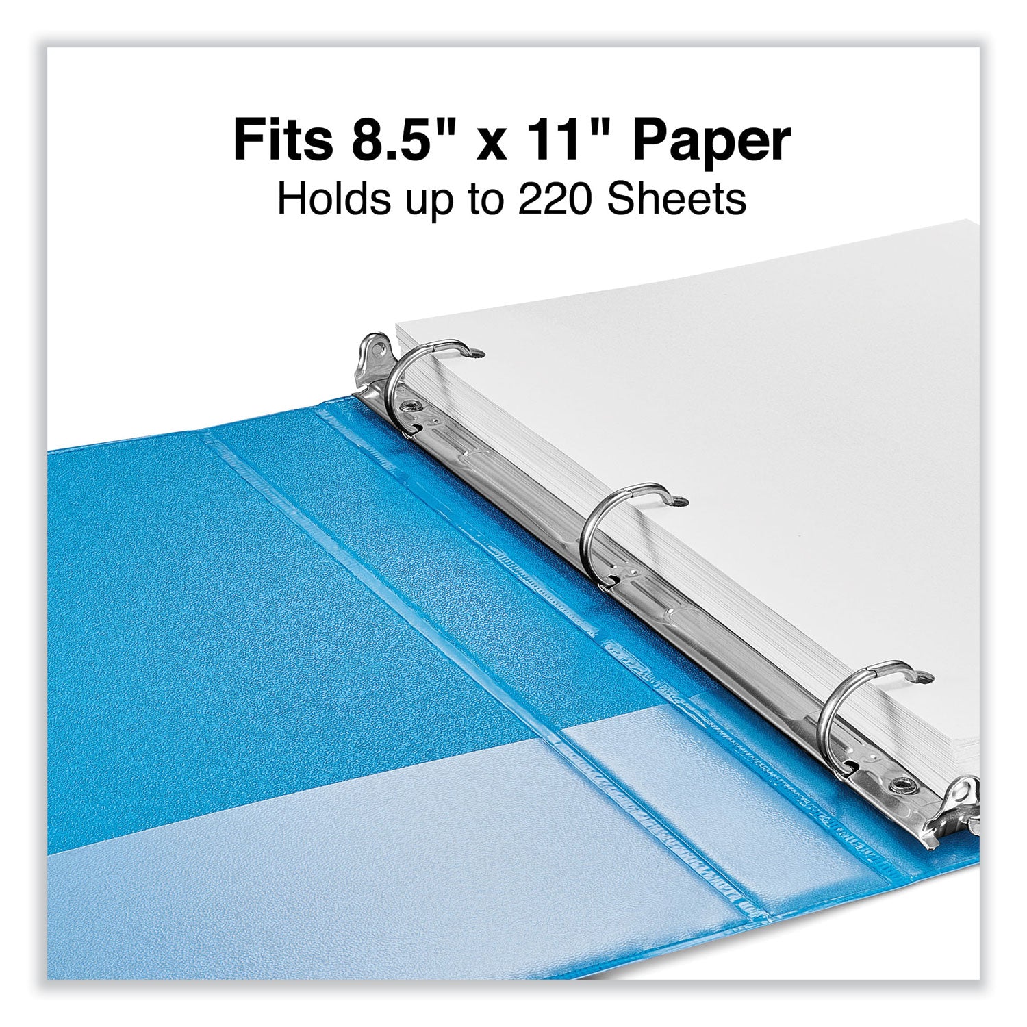 Slant D-Ring View Binder, 3 Rings, 1" Capacity, 11 x 8.5, Light Blue - 