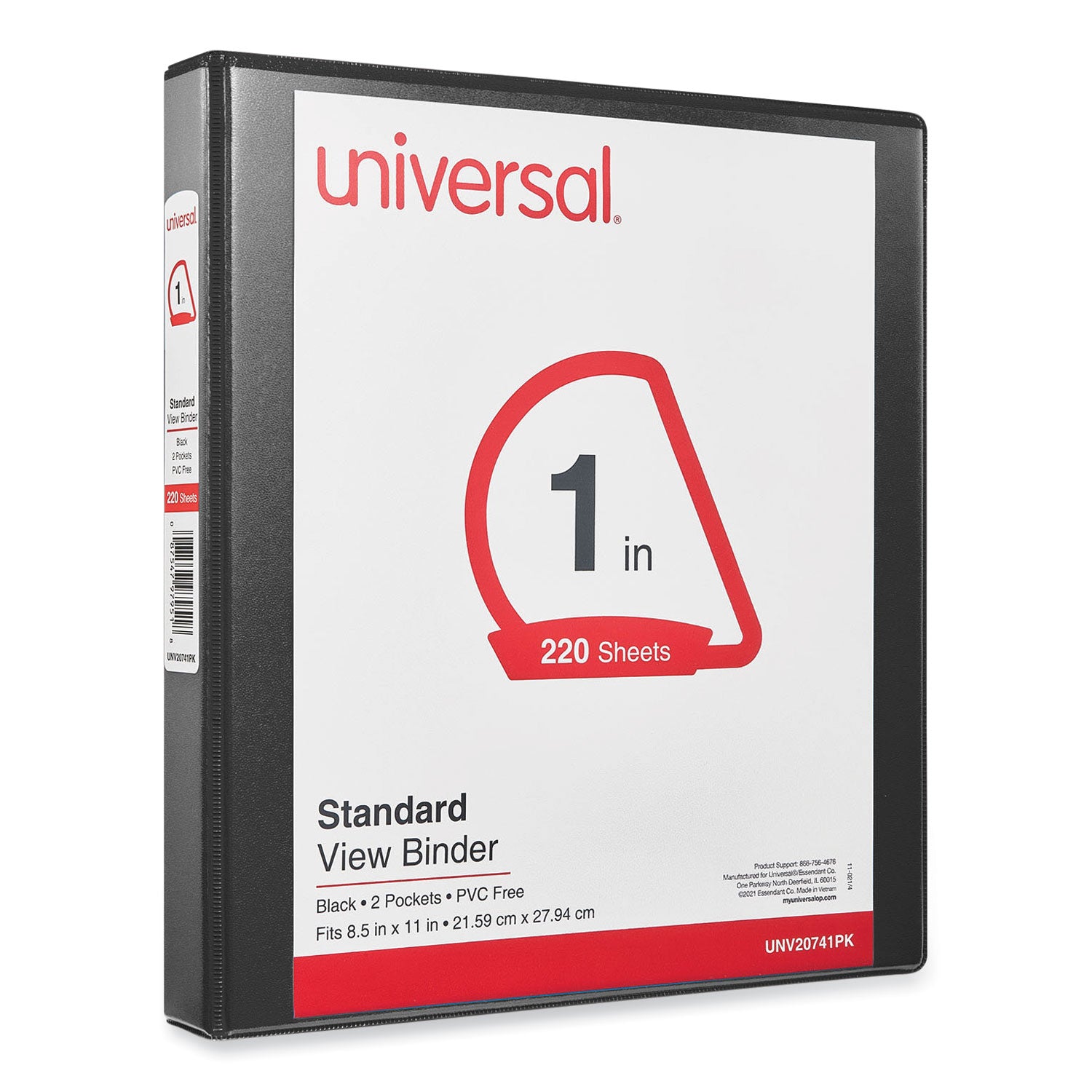 Slant D-Ring View Binder, 3 Rings, 1" Capacity, 11 x 8.5, Black, 12/Carton
