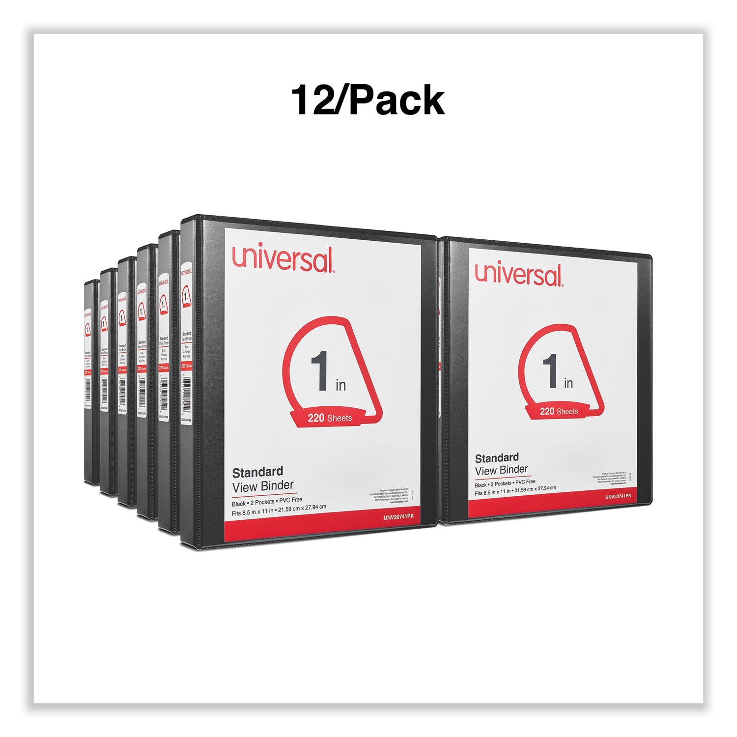 Slant D-Ring View Binder, 3 Rings, 1" Capacity, 11 x 8.5, Black, 12/Carton