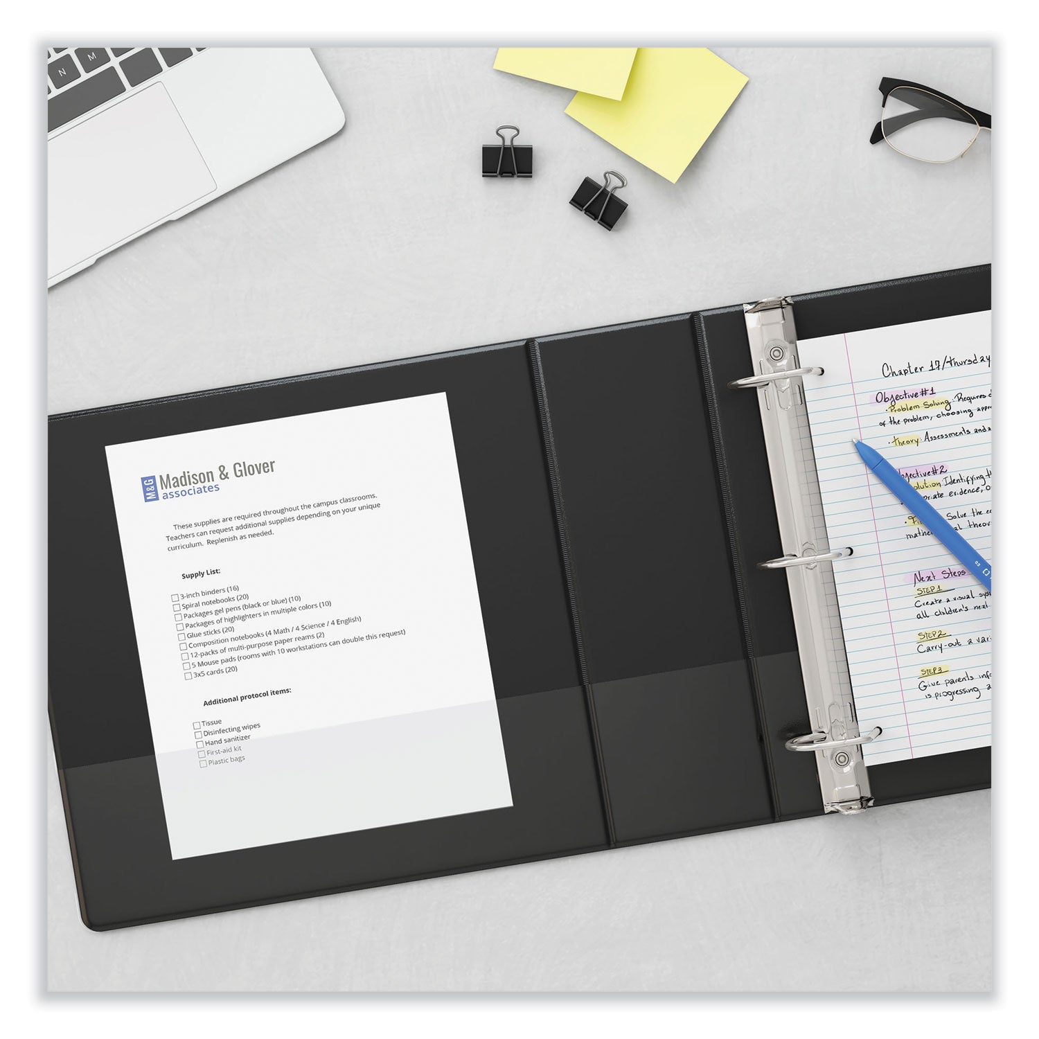 Slant D-Ring View Binder, 3 Rings, 2" Capacity, 11 x 8.5, Black, 6/Carton