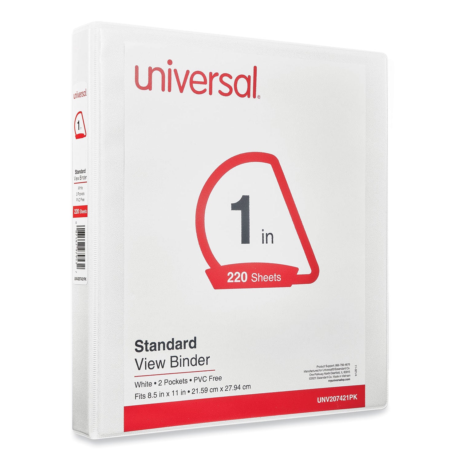 Slant D-Ring View Binder, 3 Rings, 1" Capacity, 11 x 8.5, White, 12/Carton