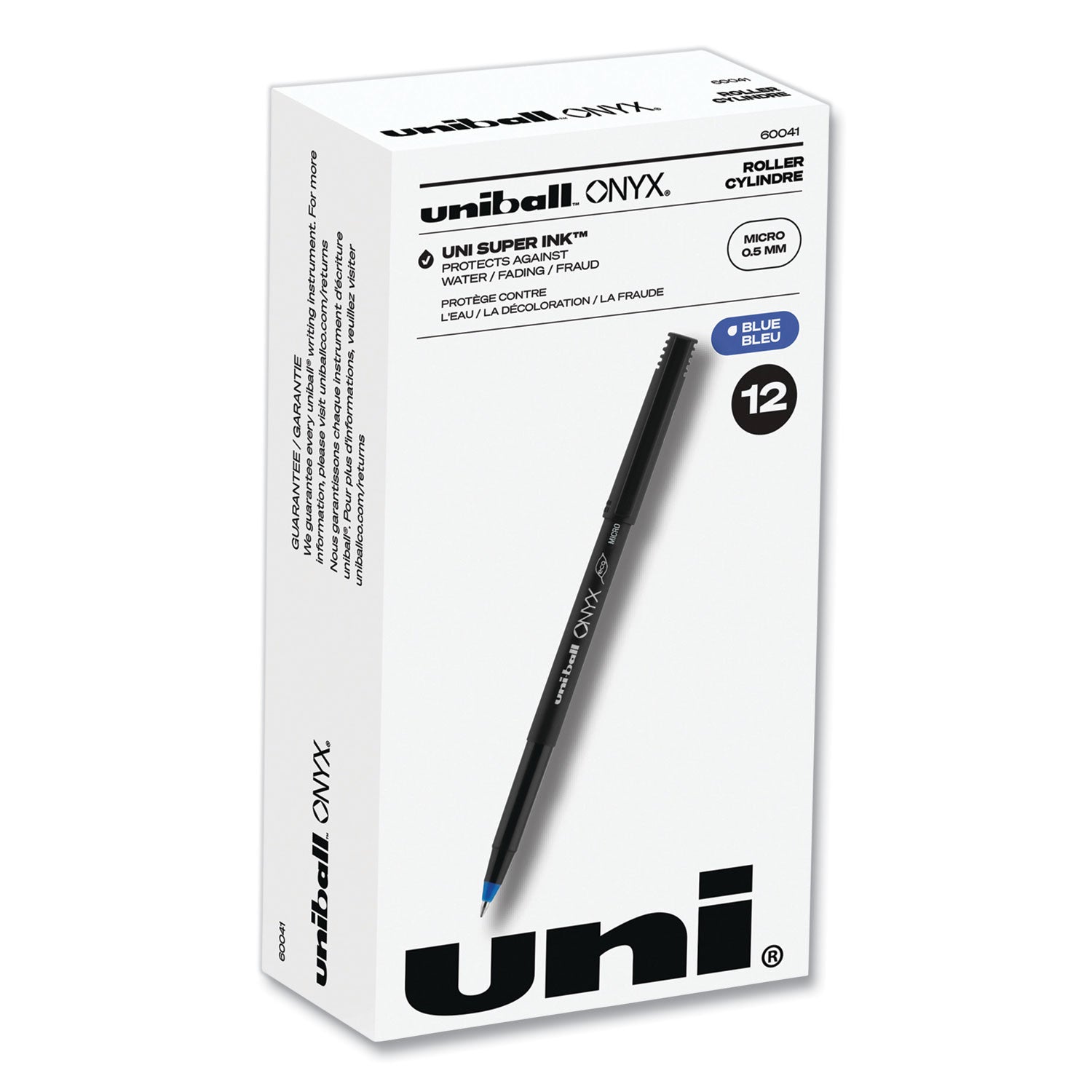 onyx-roller-ball-pen-stick-extra-fine-05-mm-blue-ink-black-blue-barrel-dozen_ubc60041 - 1