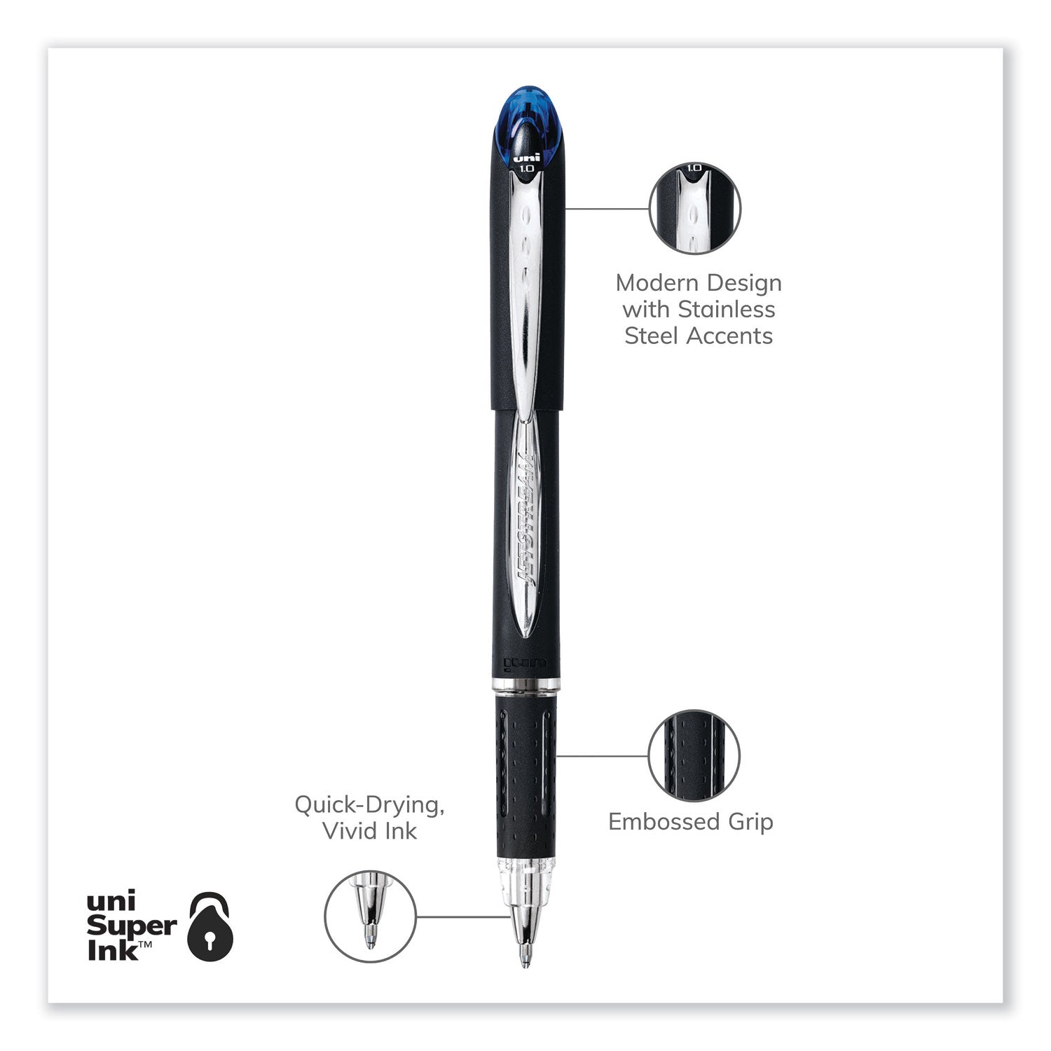 jetstream-stick-hybrid-gel-pen-bold-1-mm-blue-ink-black-silver-blue-barrel_ubc33922 - 2