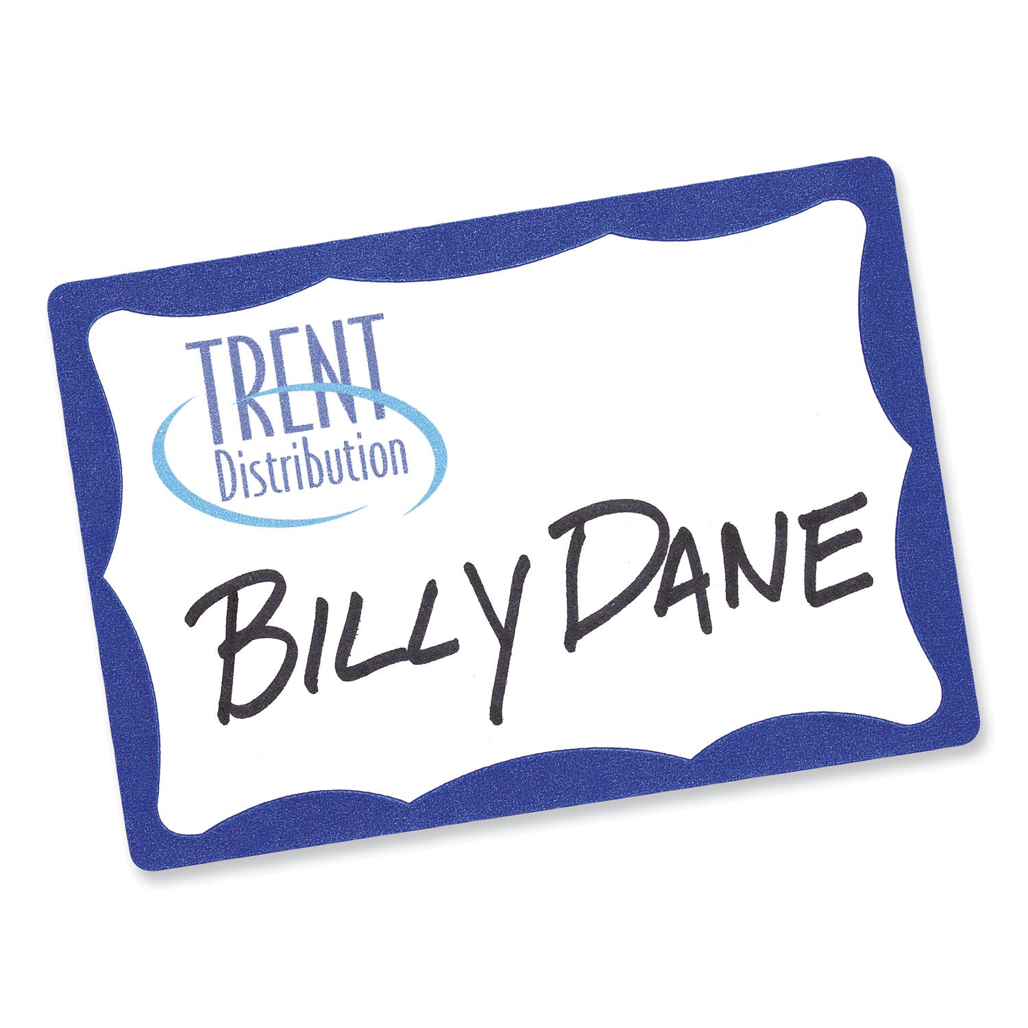 Printable Adhesive Name Badges, 3.38 x 2.33, Blue Border, 100/Pack