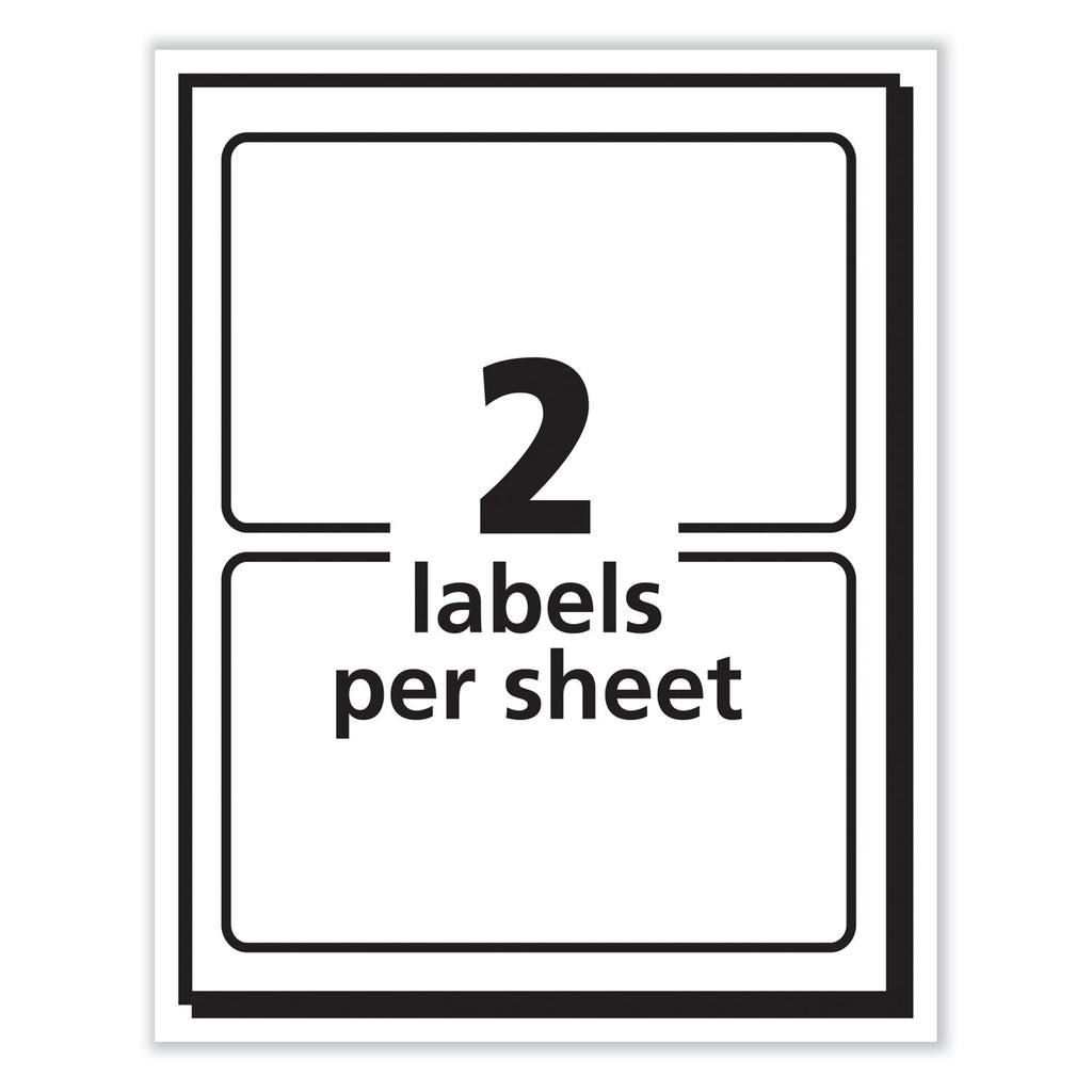 Printable Adhesive Name Badges, 3.38 x 2.33, Blue Border, 100/Pack