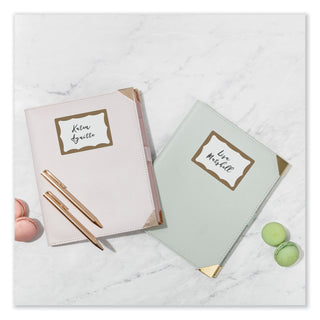 Printable Adhesive Name Badges, 3.38 x 2.33, Gold Border, 100/Pack