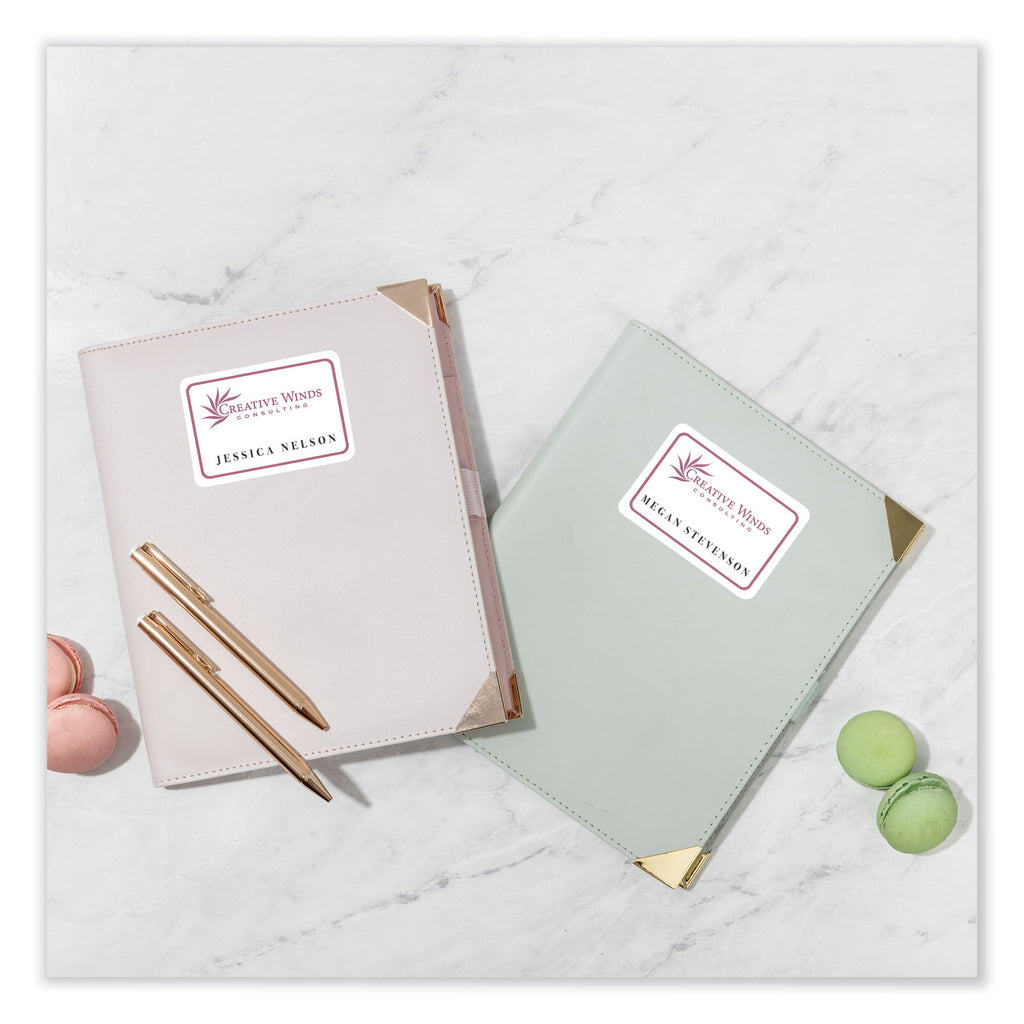 Printable Adhesive Name Badges, 3.38 x 2.33, White, 100/Pack