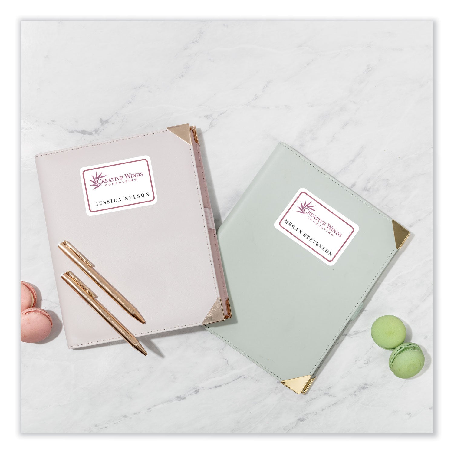 Printable Adhesive Name Badges, 3.38 x 2.33, White, 100/Pack