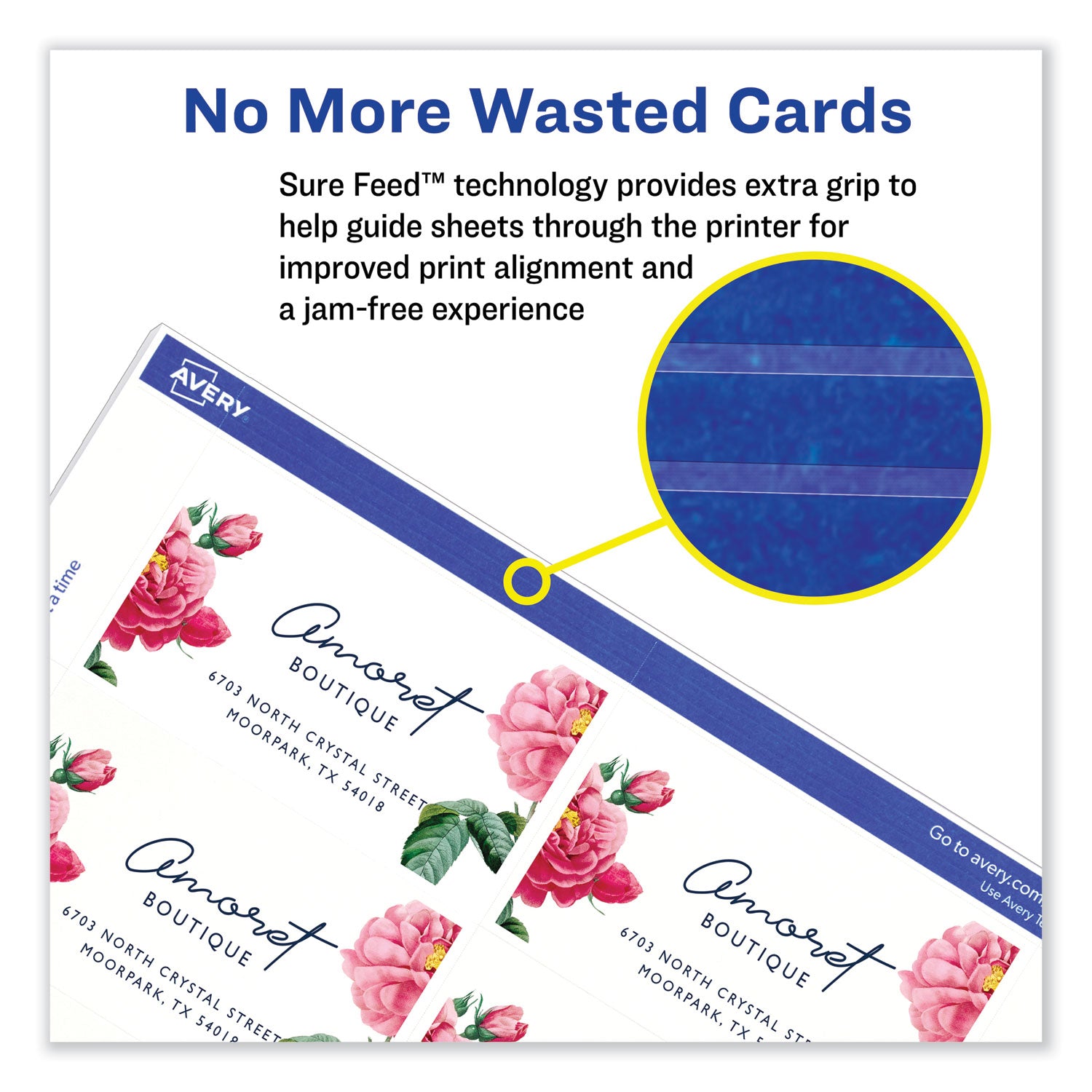 Print-to-the-Edge Microperf Business Cards w/Sure Feed Technology, Color Laser, 2x3.5, White, 160 Cards, 8/Sheet,20 Sheets/PK - 