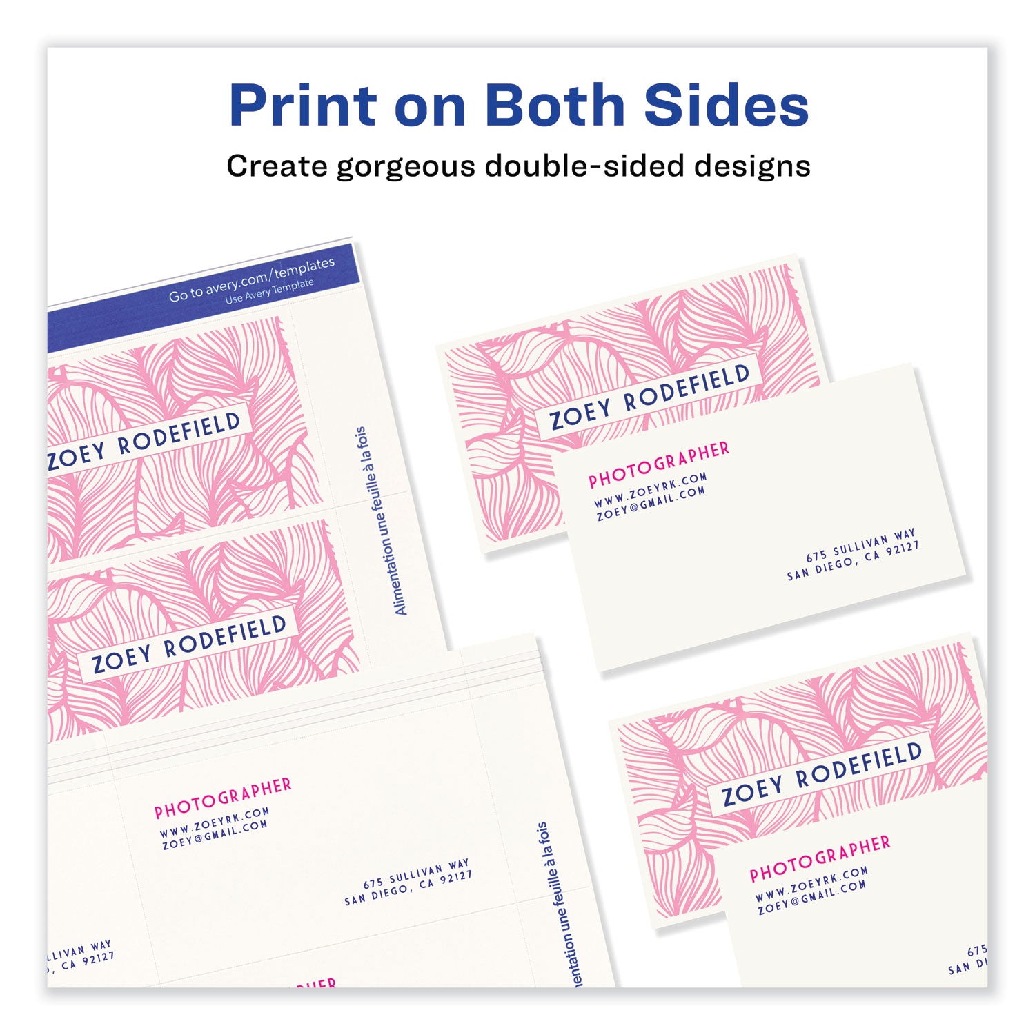 Print-to-the-Edge Microperf Business Cards w/Sure Feed Technology, Color Laser, 2x3.5, White, 160 Cards, 8/Sheet,20 Sheets/PK - 