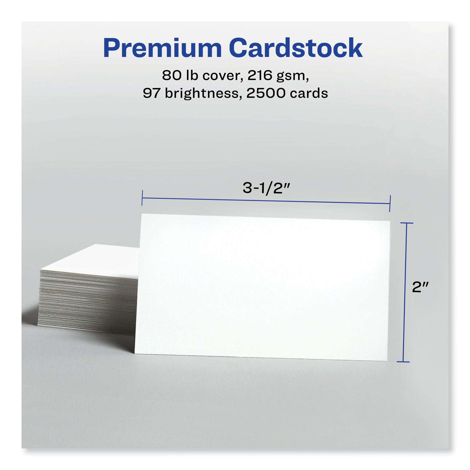 Printable Microperforated Business Cards w/Sure Feed Technology, Laser, 2 x 3.5, White, 2,500 Cards, 10/Sheet, 250 Sheets/Box - 