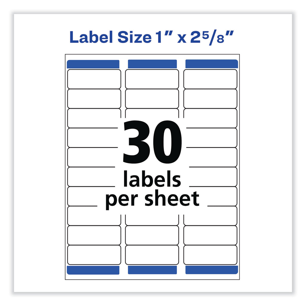 Removable Multi-Use Labels, Inkjet/Laser Printers, 1 x 2.63, White, 30/Sheet, 25 Sheets/Pack