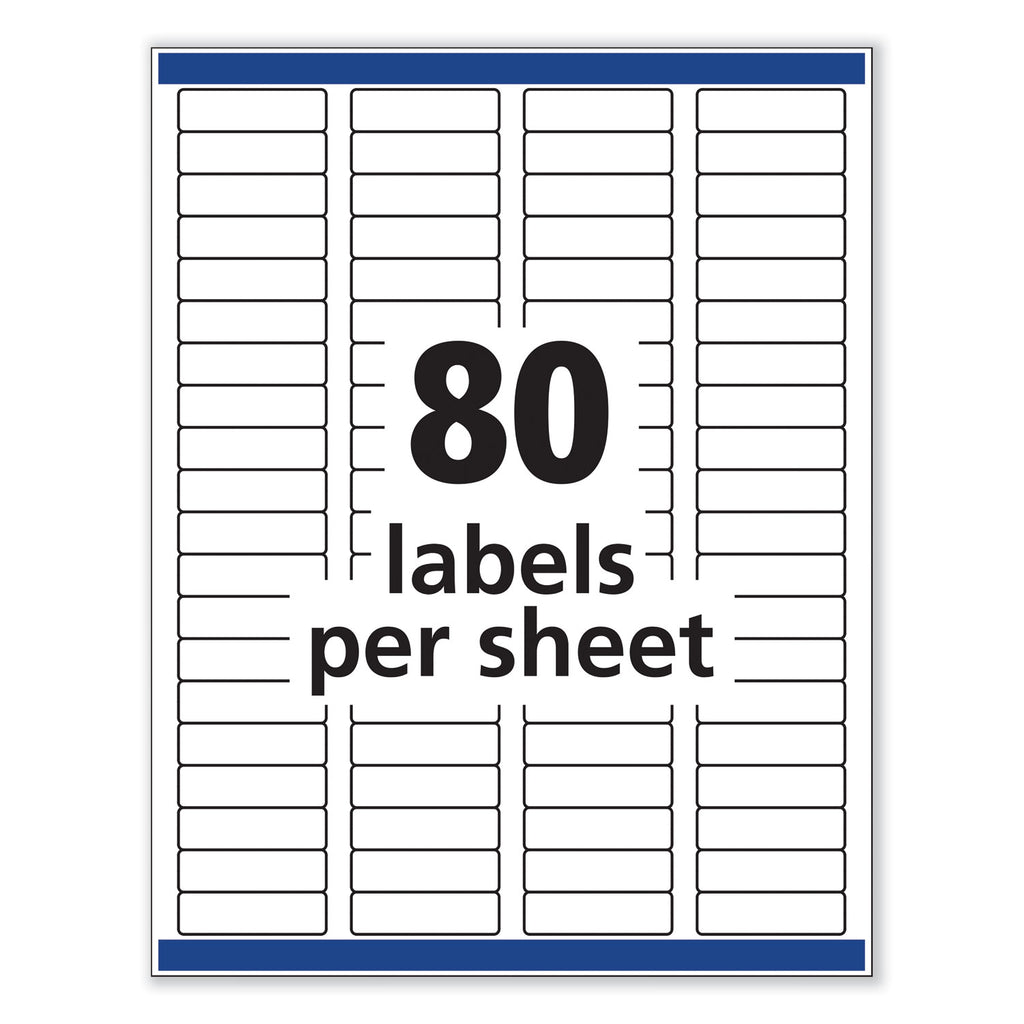Removable Multi-Use Labels, Inkjet/Laser Printers, 0.5 x 1.75, White, 80/Sheet, 25 Sheets/Pack