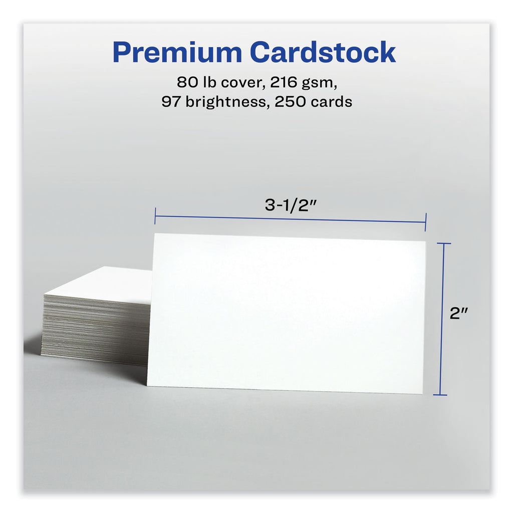 Printable Microperforated Business Cards w/Sure Feed Technology, Inkjet, 2 x 3.5, White, 250 Cards, 10/Sheet, 25 Sheets/Pack