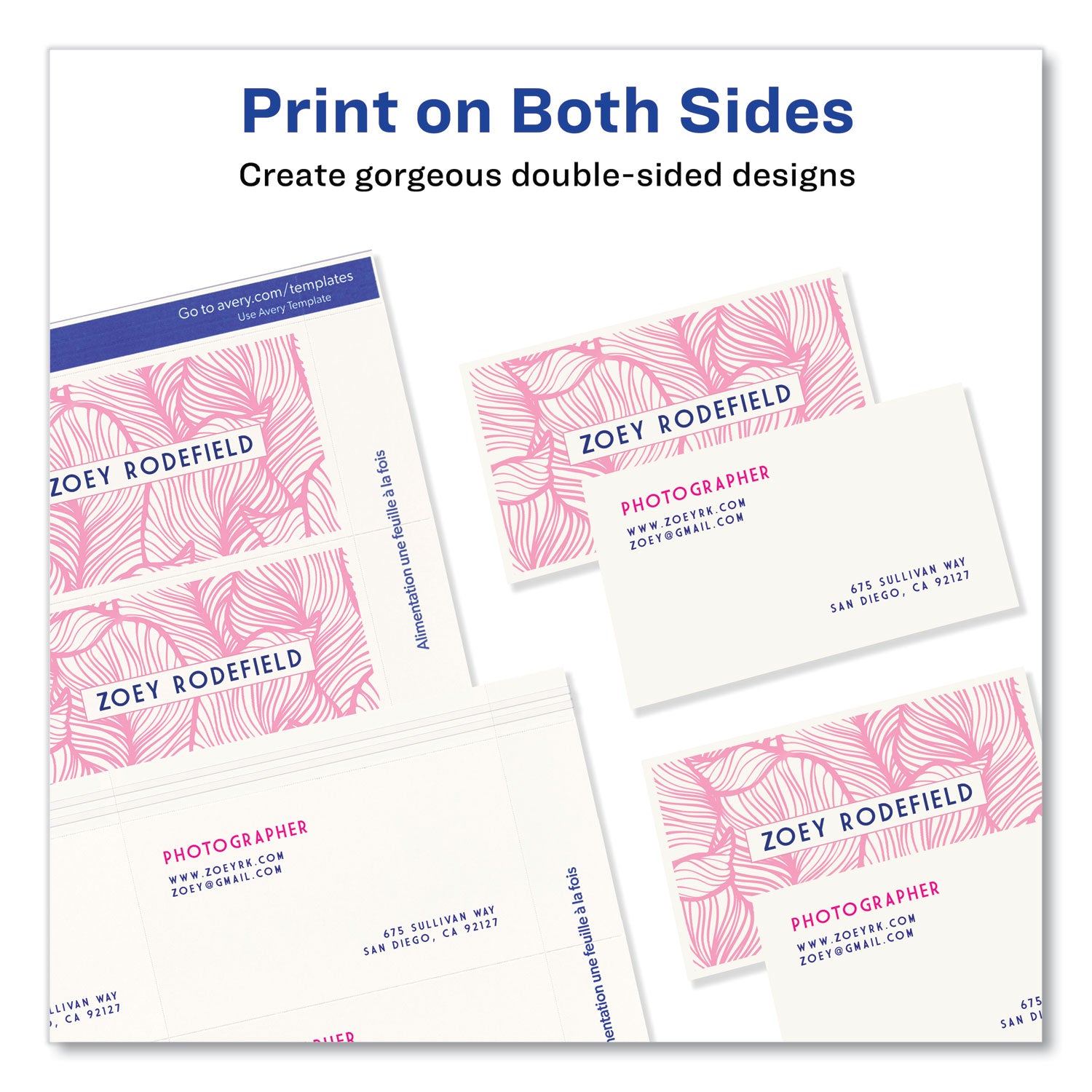 Printable Microperforated Business Cards w/Sure Feed Technology, Inkjet, 2 x 3.5, White, 1,000 Cards, 10/Sheet, 100 Sheets/Bx