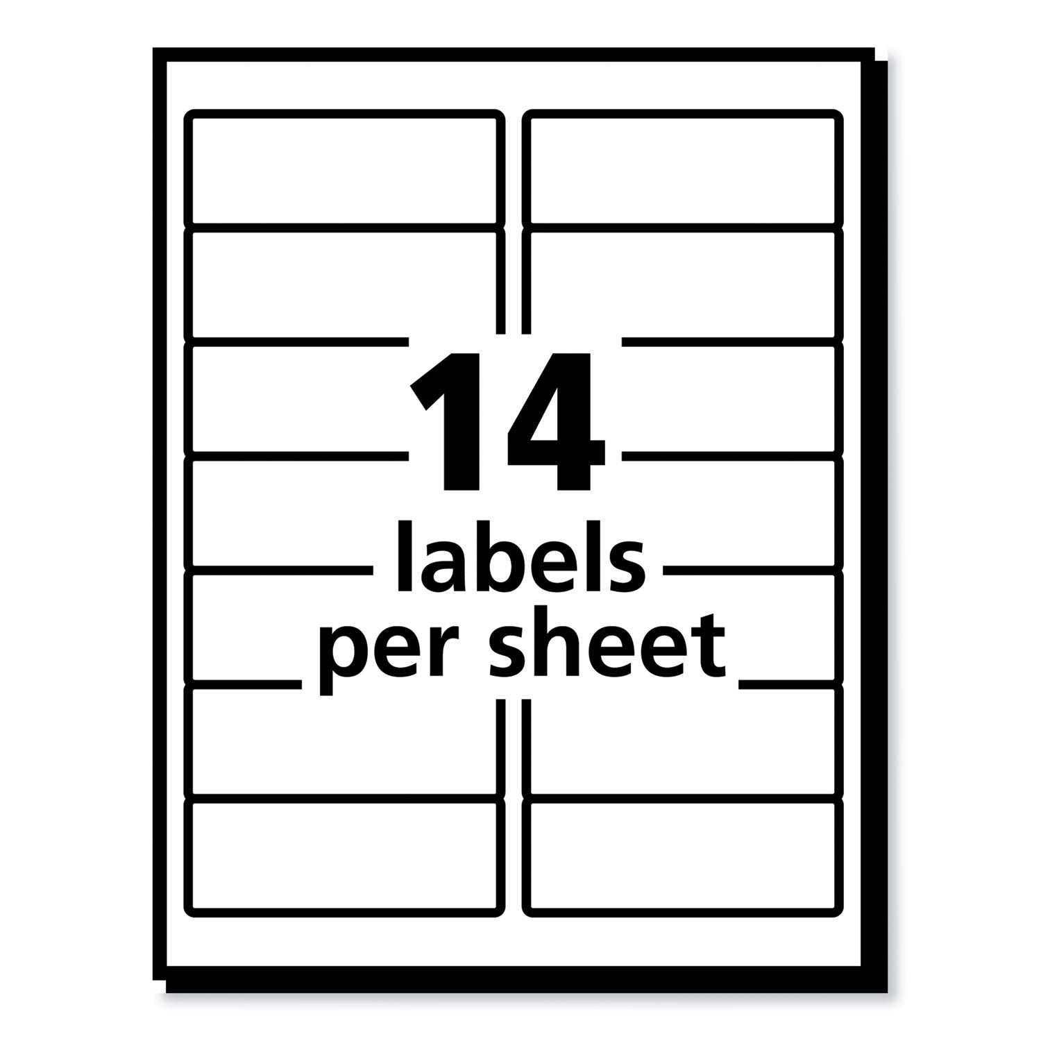 Labels, Laser Printers, 1.33 x 4, White, 14/Sheet, 100 Sheets/Box