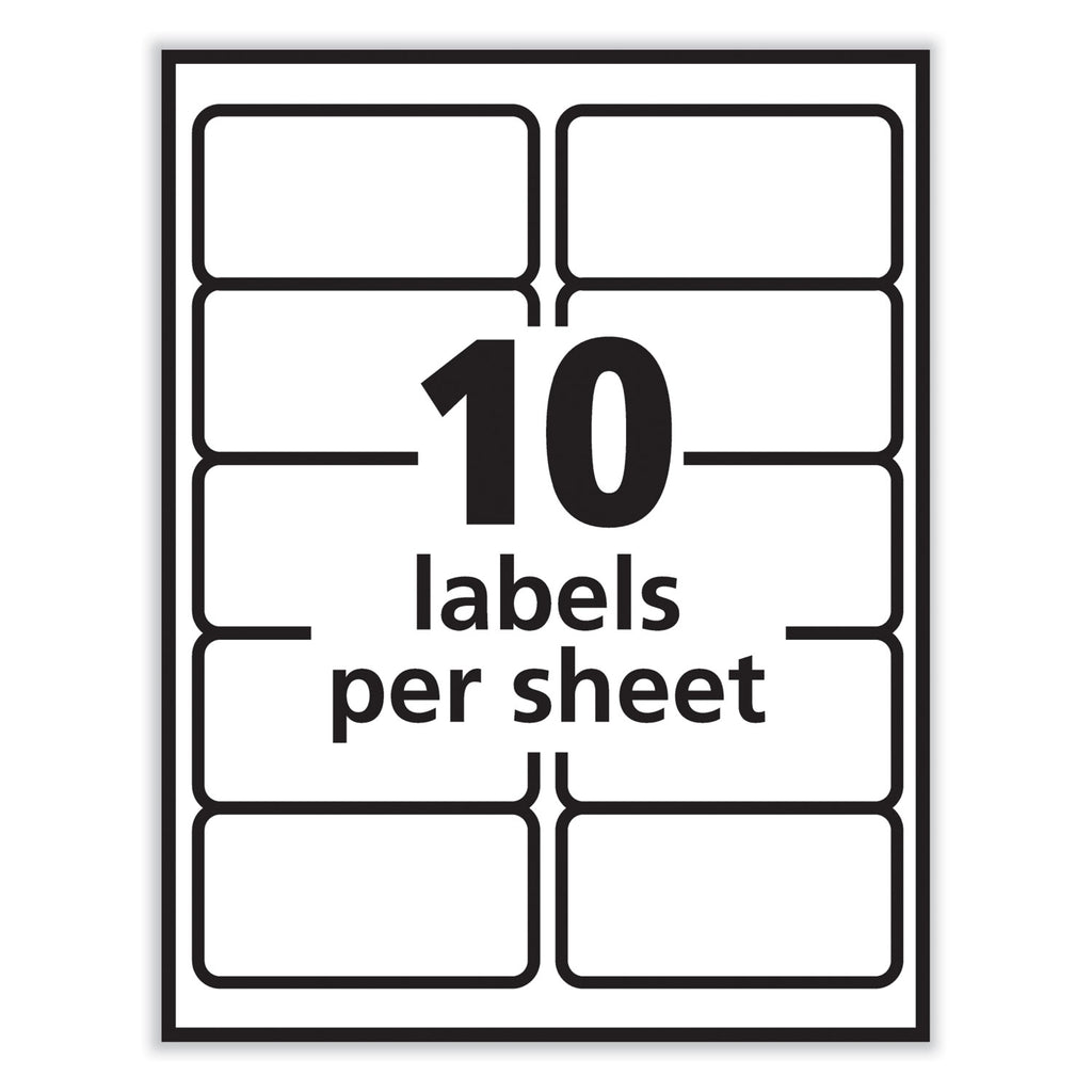 Labels, Laser Printers, 2 x 4, White, 10/Sheet, 100 Sheets/Box