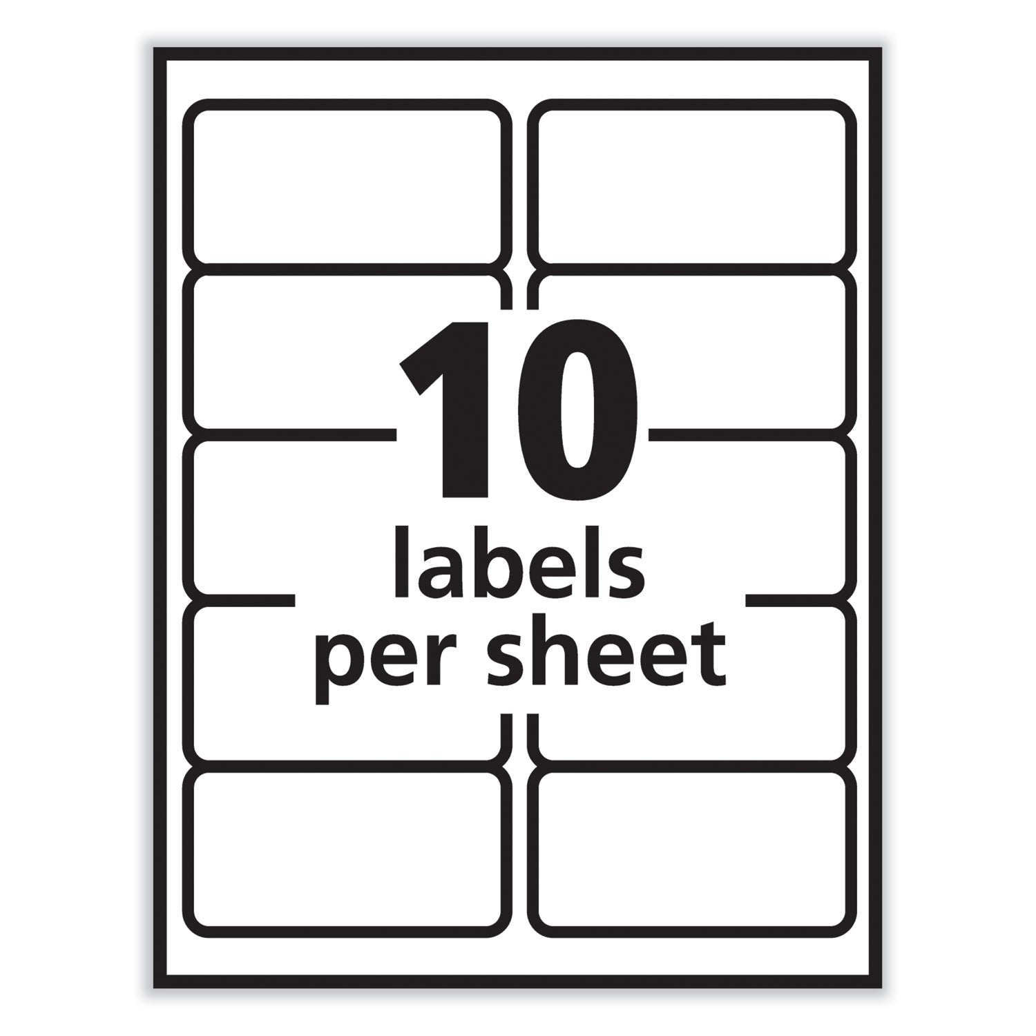 Labels, Laser Printers, 2 x 4, White, 10/Sheet, 100 Sheets/Box - 