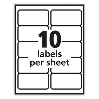 Labels, Laser Printers, 2 x 4, White, 10/Sheet, 100 Sheets/Box