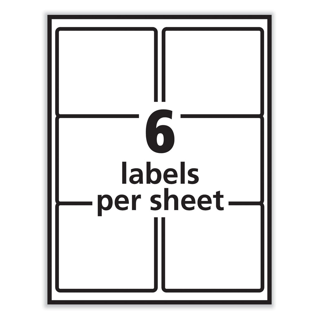 Labels, Laser Printers, 3.33 x 4, White, 6/Sheet, 100 Sheets/Box