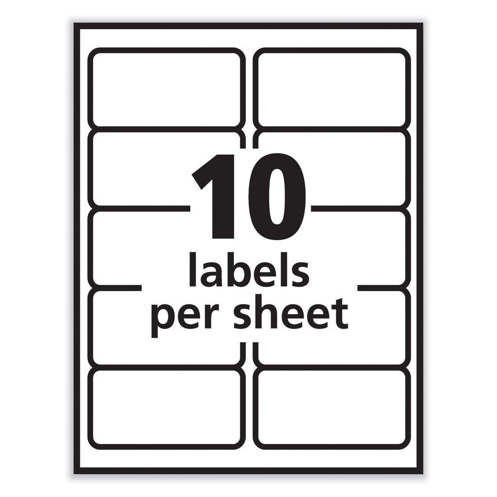 Labels, Laser Printers, 2 x 4, White, 10/Sheet, 250 Sheets/Box - 