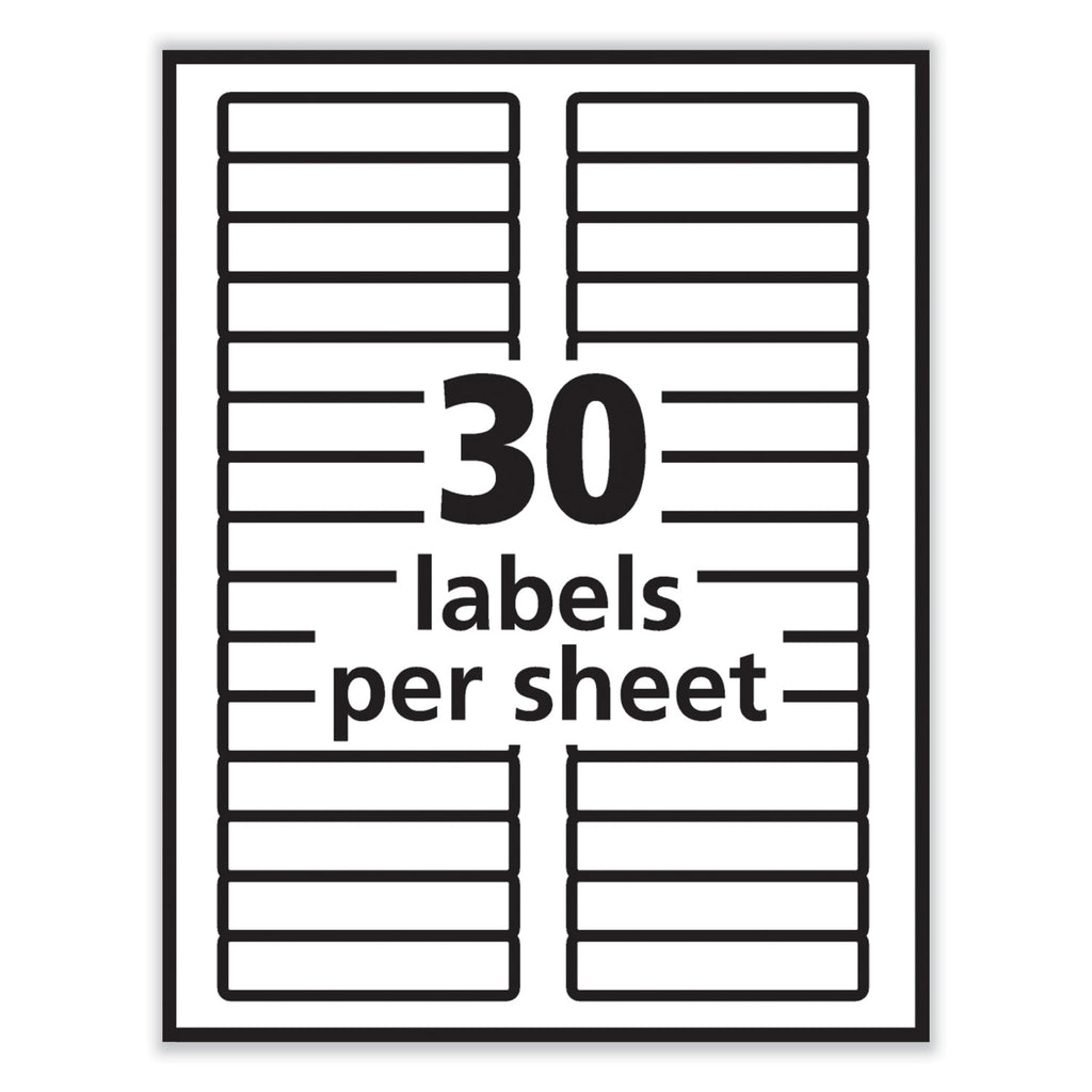Labels, 0.66 x 3.44, White, 30/Sheet, 50 Sheets/Box