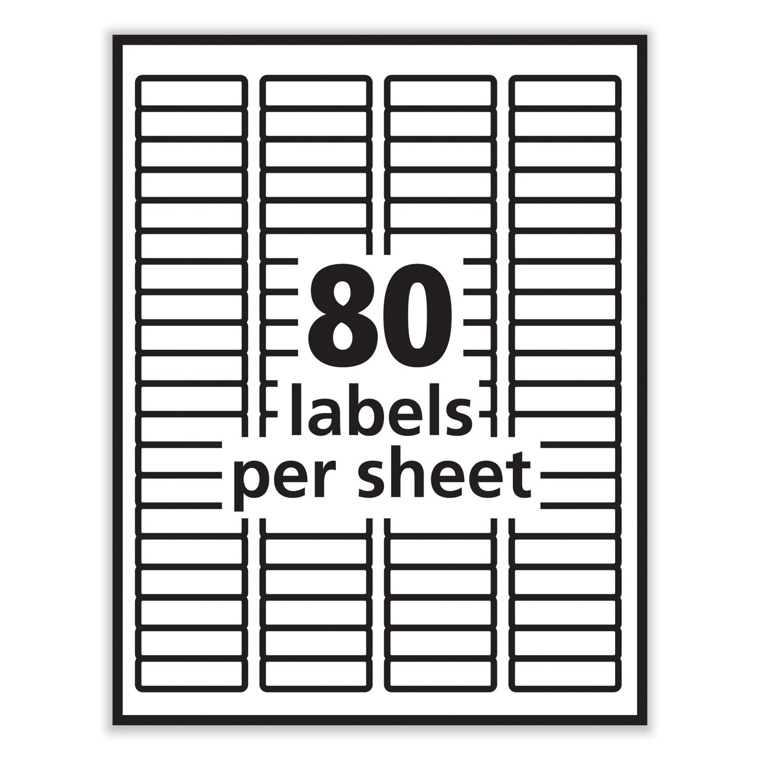 Labels, Inkjet/Laser Printers, 0.5 x 1.75, White, 80/Sheet, 100 Sheets/Pack