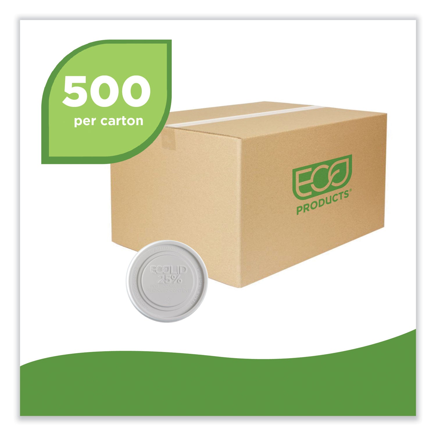Evolution World EcoLid 25% Recycled Food Container Lid, Fits 12 to 32 oz Containers, White, Plastic, 500/Carton